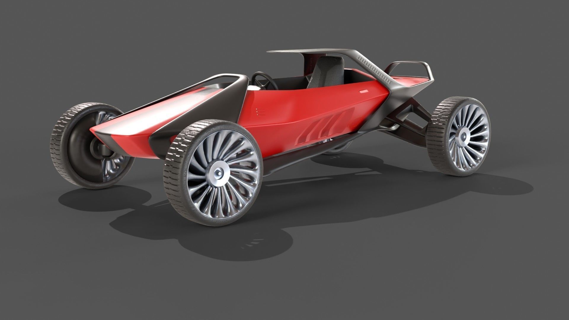 Scifi futuristic racer buggy Low-poly 3D model_4
