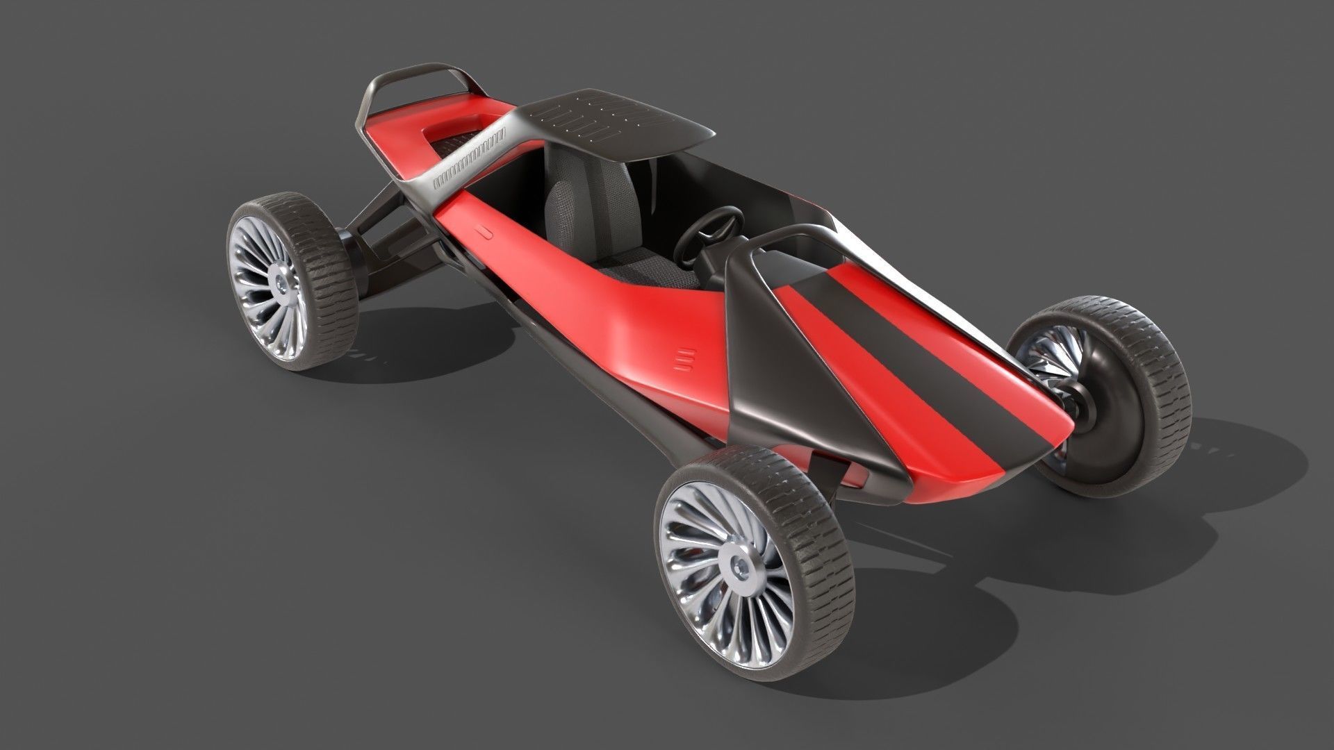 Scifi futuristic racer buggy Low-poly 3D model_3