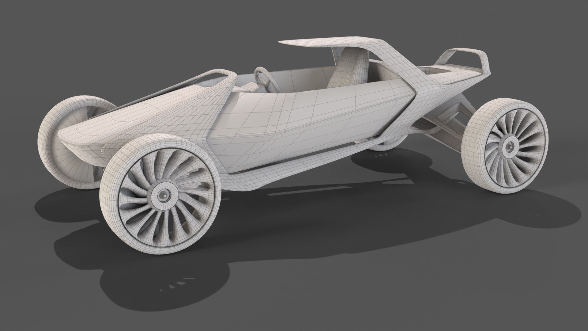 Scifi futuristic racer buggy Low-poly 3D model_11