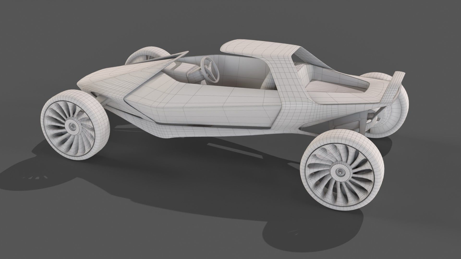 Scifi futuristic racer buggy Low-poly 3D model_8