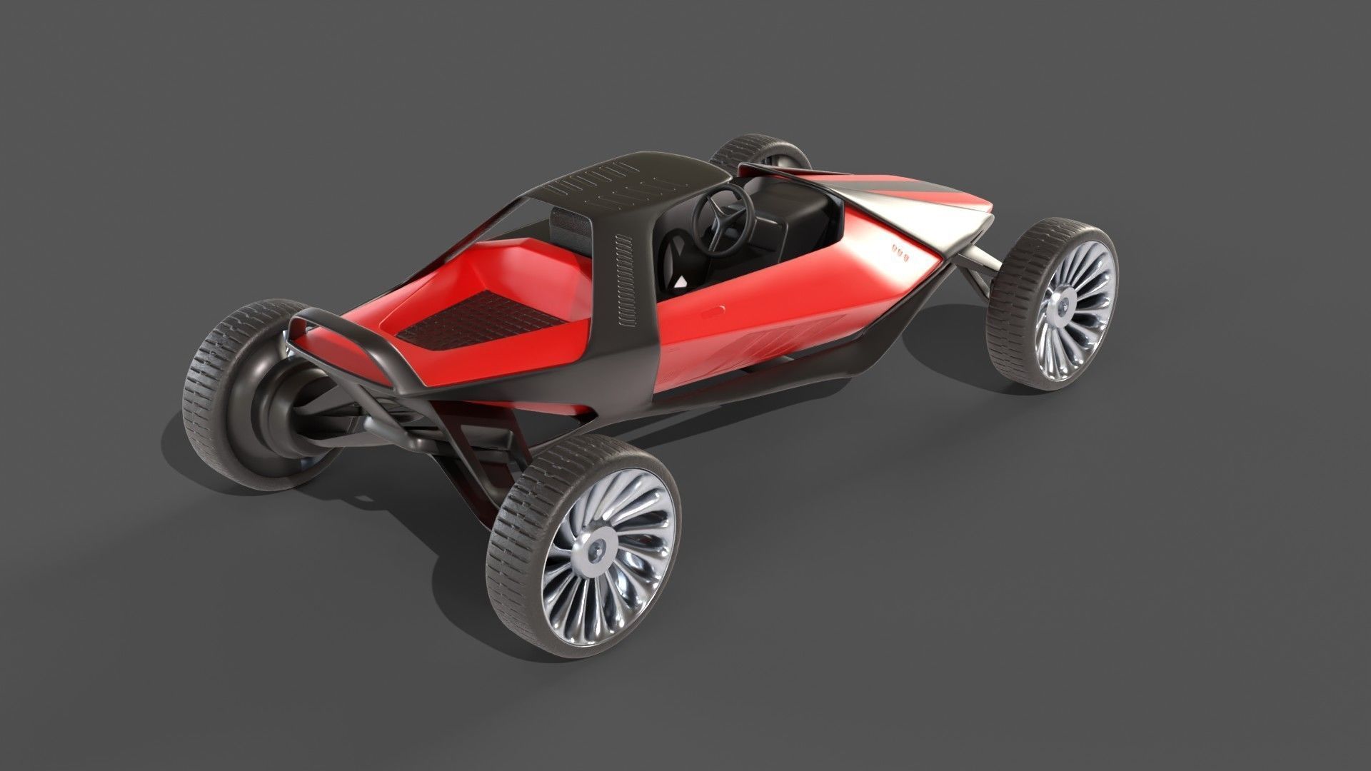Scifi futuristic racer buggy Low-poly 3D model_2