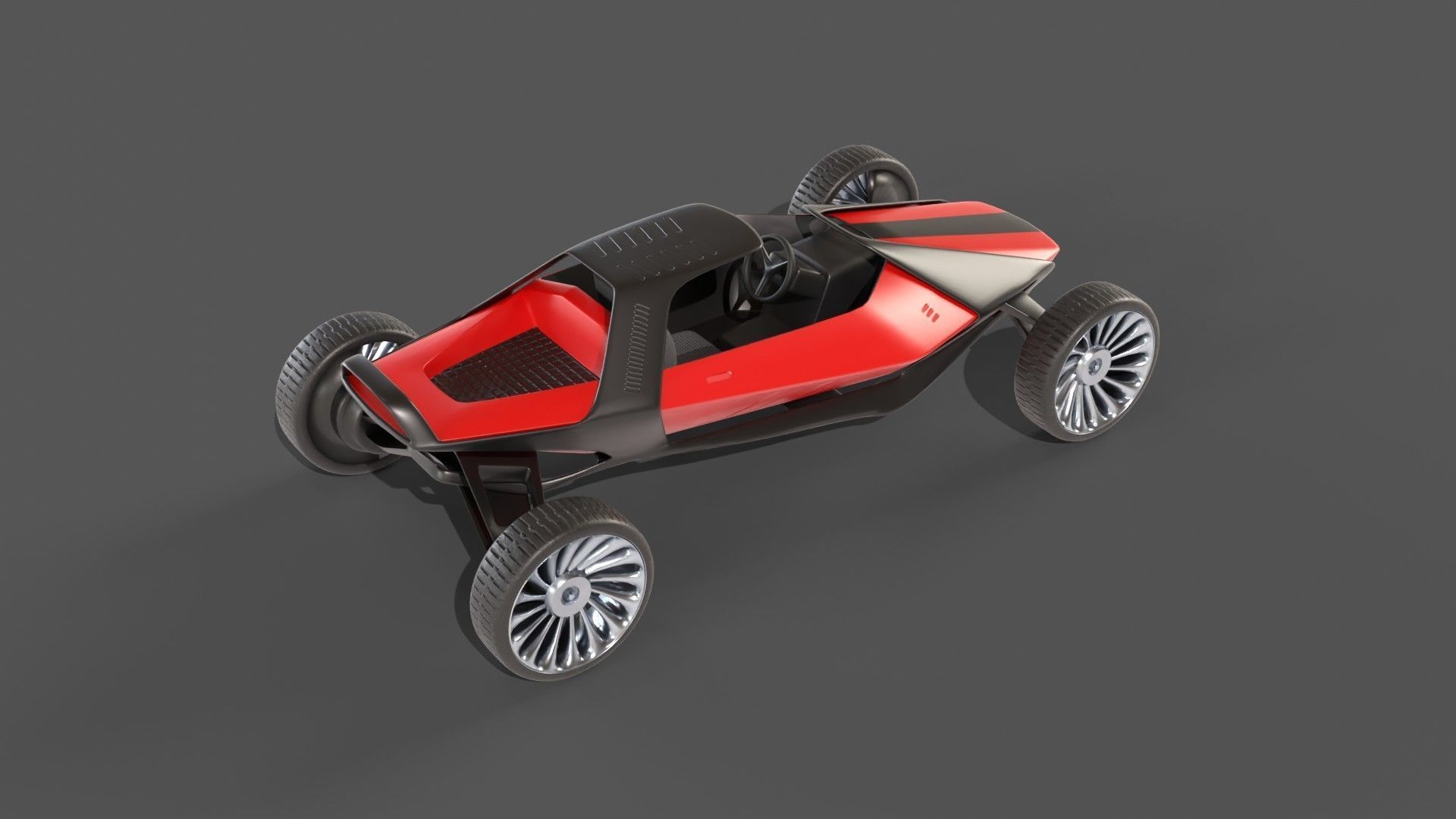 Scifi futuristic racer buggy Low-poly 3D model_6