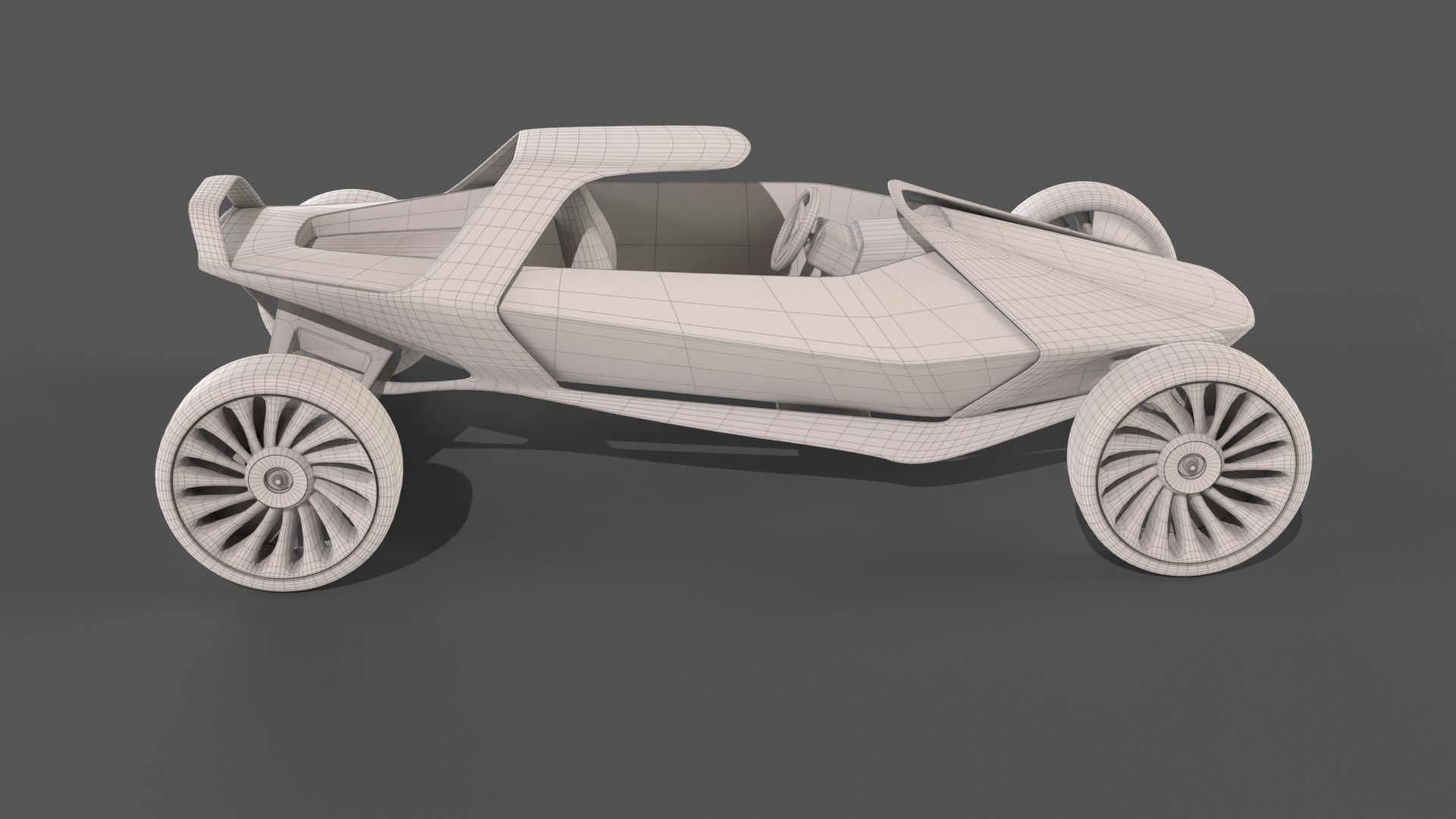 Scifi futuristic racer buggy Low-poly 3D model_9