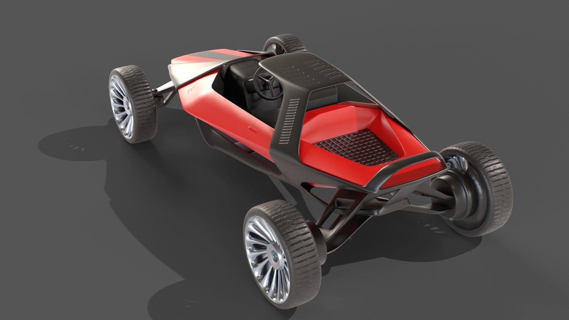 Scifi futuristic racer buggy Low-poly 3D model_1
