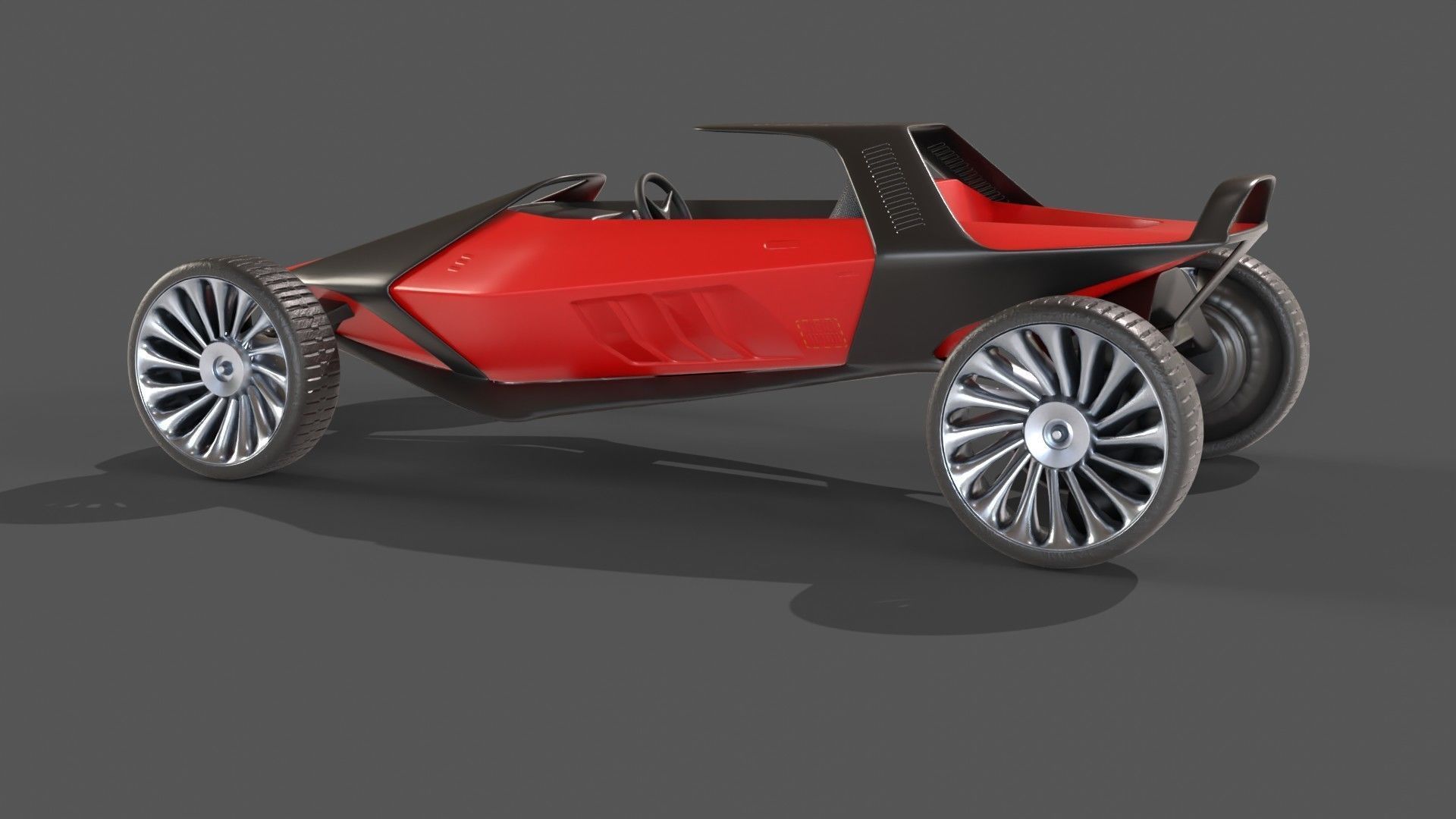 Scifi futuristic racer buggy Low-poly 3D model_5
