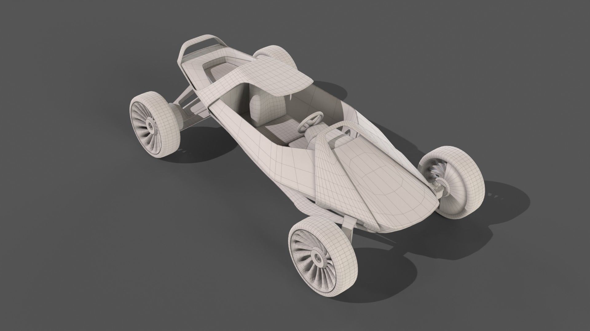 Scifi futuristic racer buggy Low-poly 3D model_7