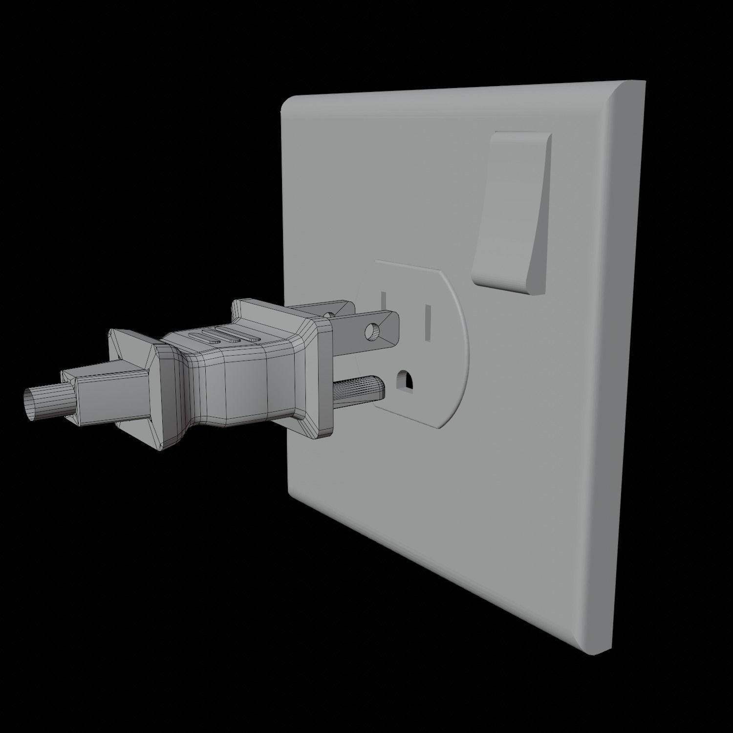 Type B Plug and Socket 3D model_5