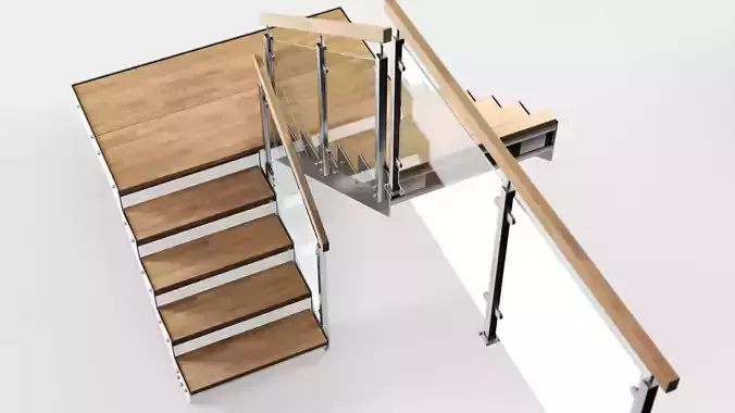 Stairs metal staircase with glass railings