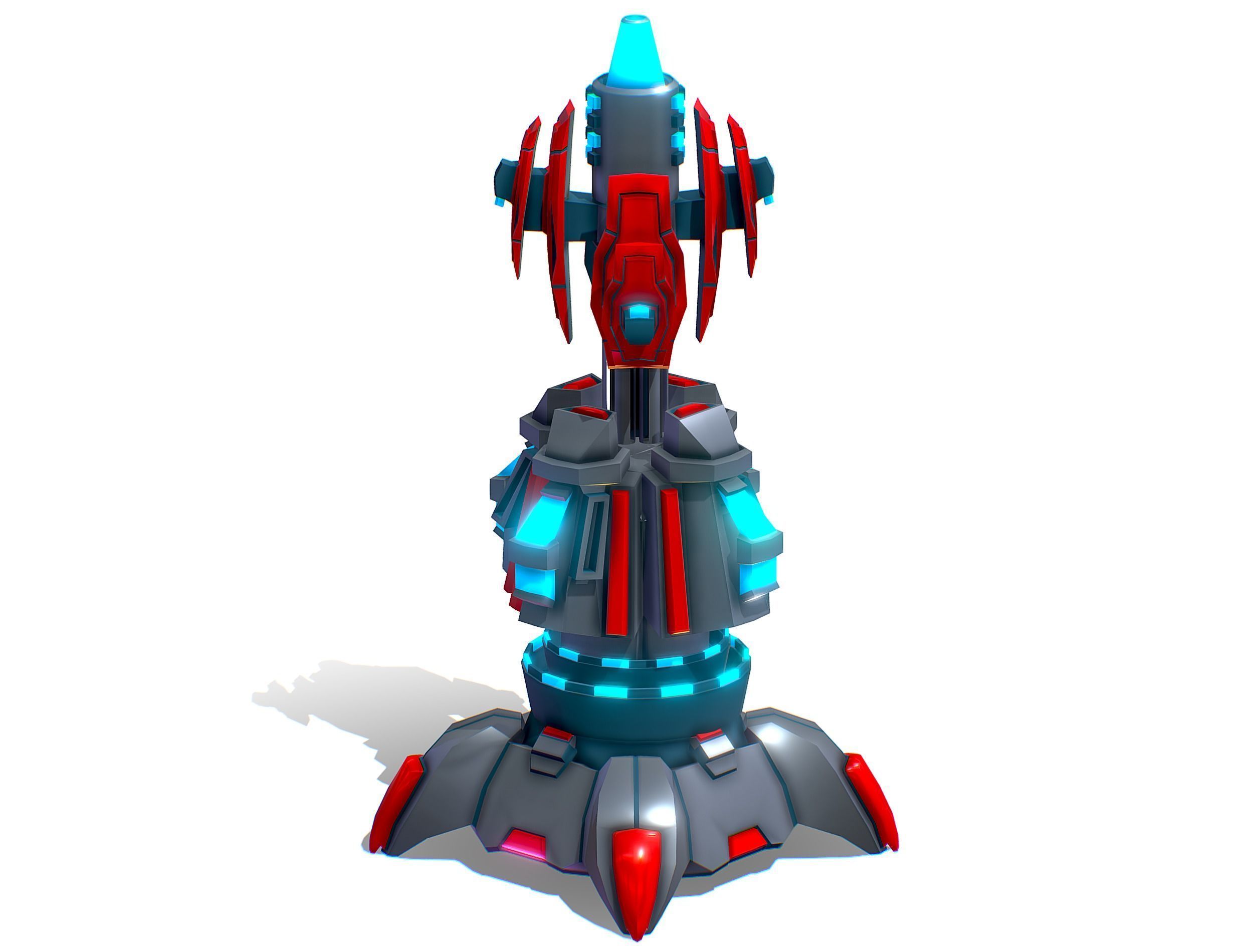 Robotic Automatic Laser Cannon Low-poly 3D model_1