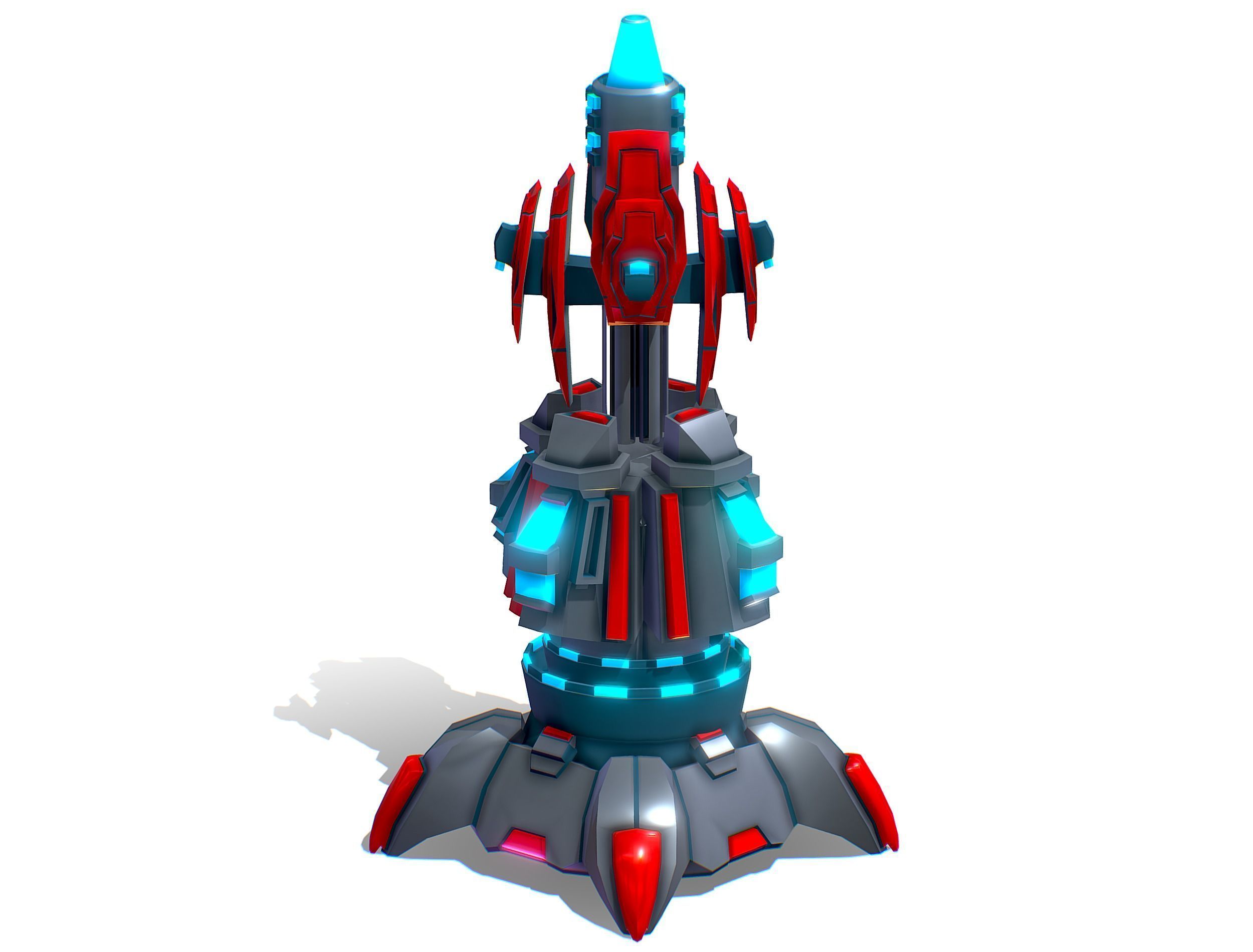 Robotic Automatic Laser Cannon Low-poly 3D model_2