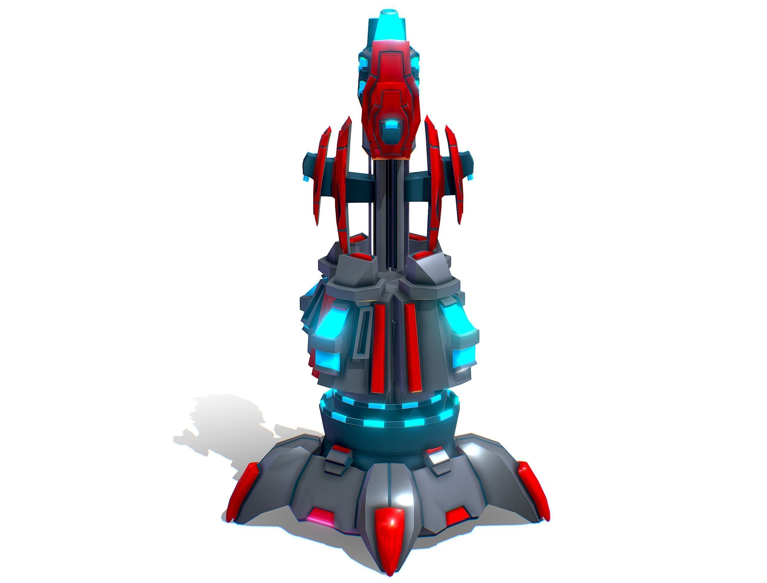 Robotic Automatic Laser Cannon Low-poly 3D model_6