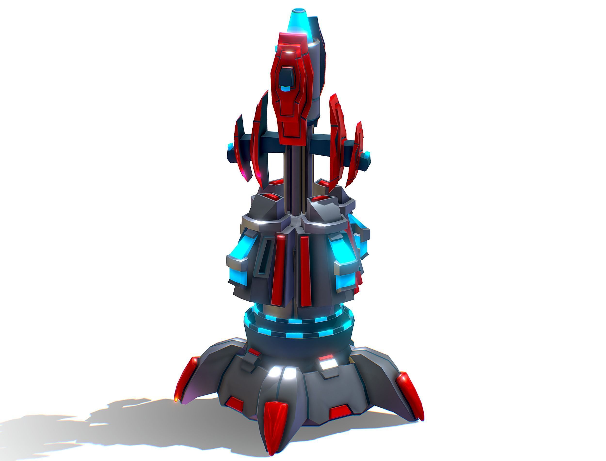 Robotic Automatic Laser Cannon Low-poly 3D model_9