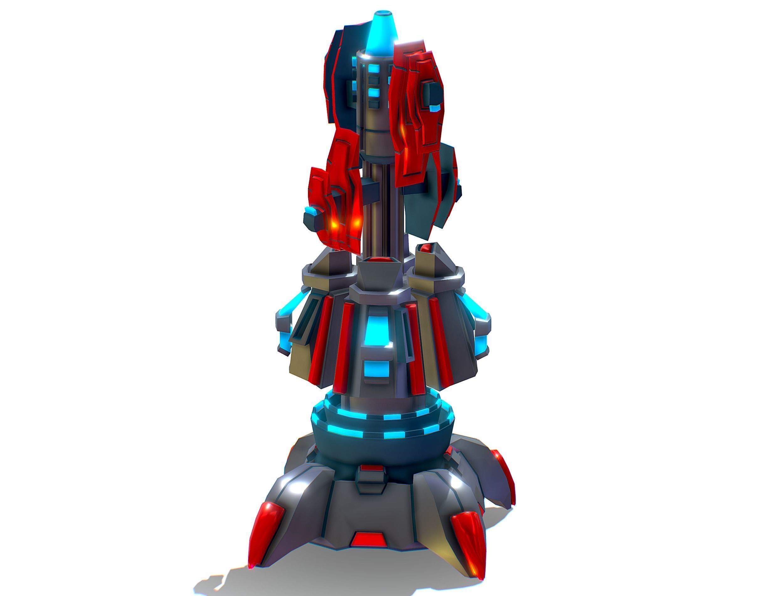 Robotic Automatic Laser Cannon Low-poly 3D model_11