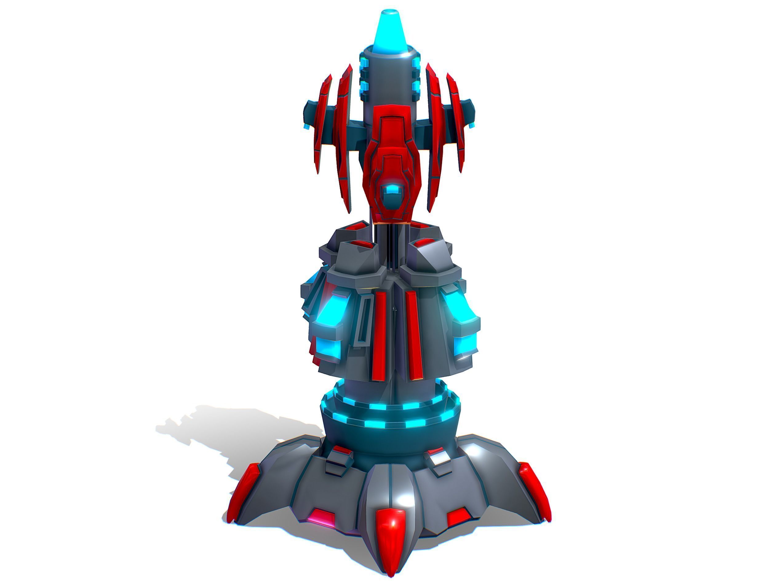 Robotic Automatic Laser Cannon Low-poly 3D model_4