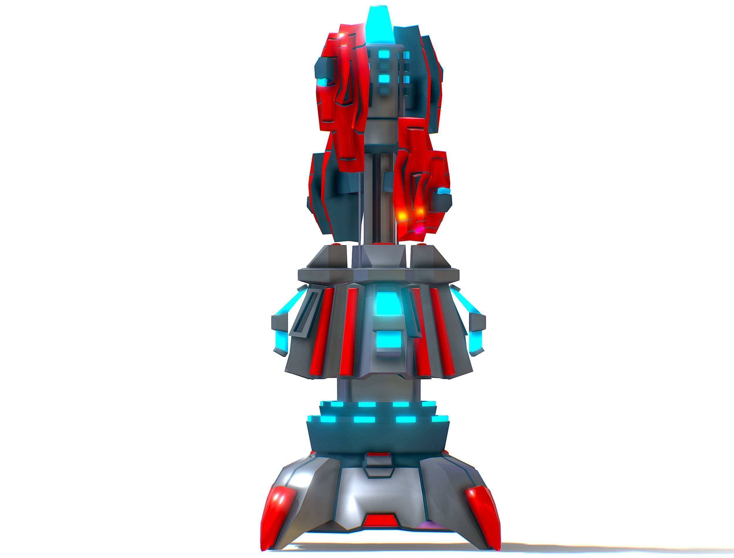 Robotic Automatic Laser Cannon Low-poly 3D model_15