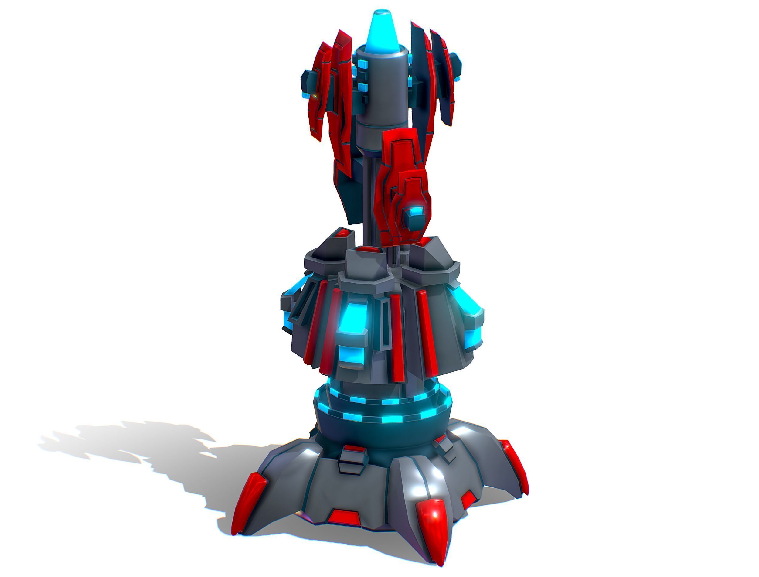 Robotic Automatic Laser Cannon Low-poly 3D model_7