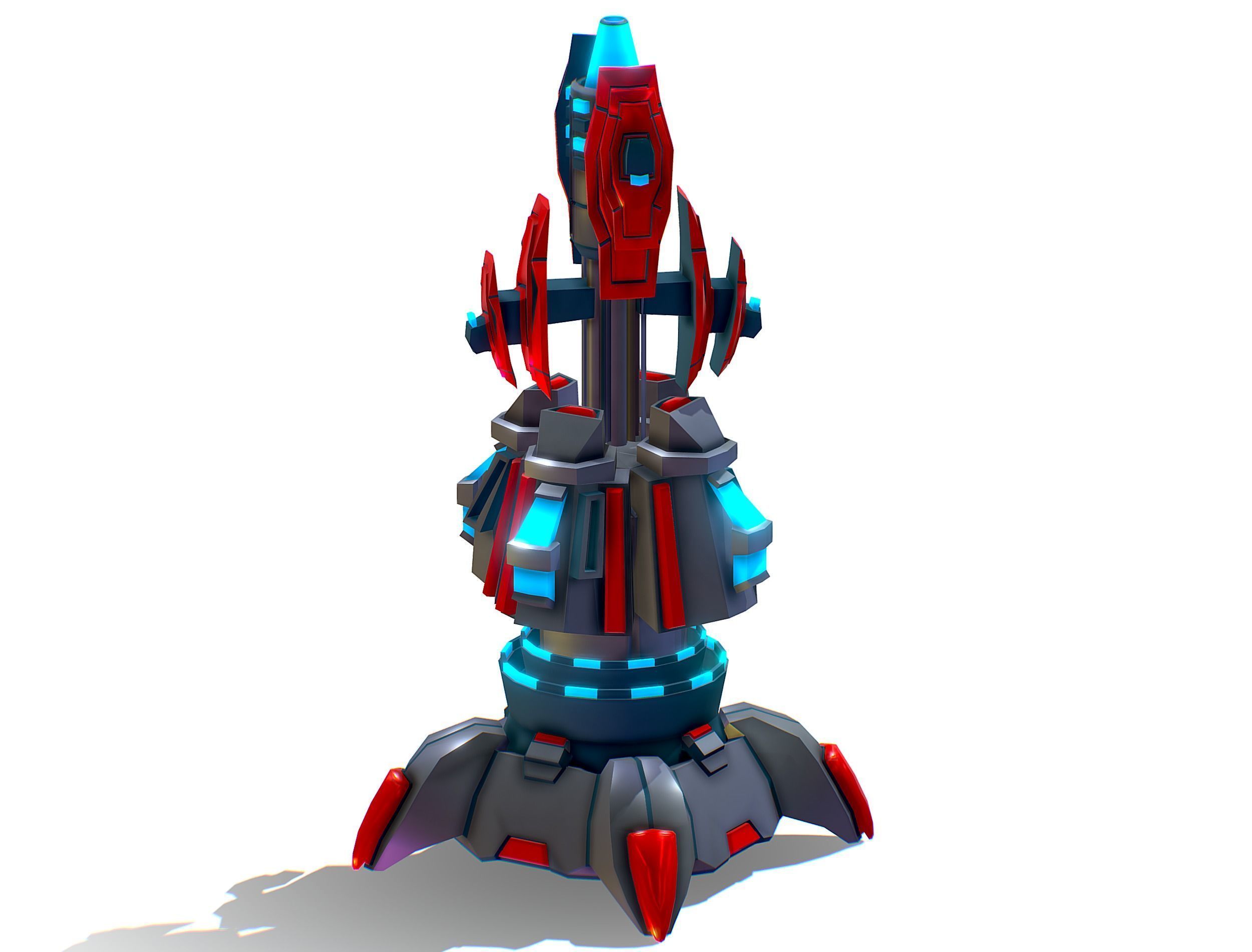 Robotic Automatic Laser Cannon Low-poly 3D model_10