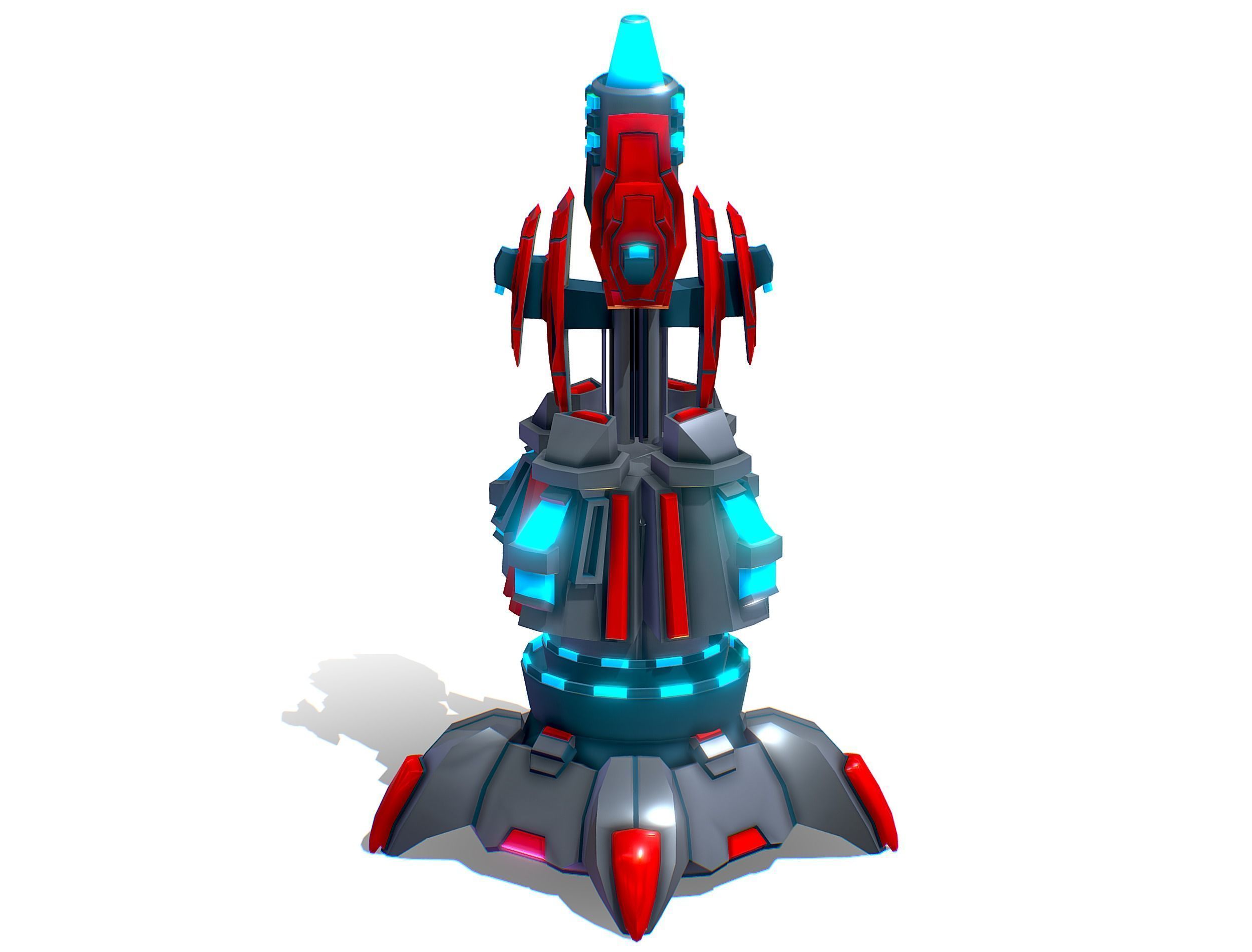 Robotic Automatic Laser Cannon Low-poly 3D model_3