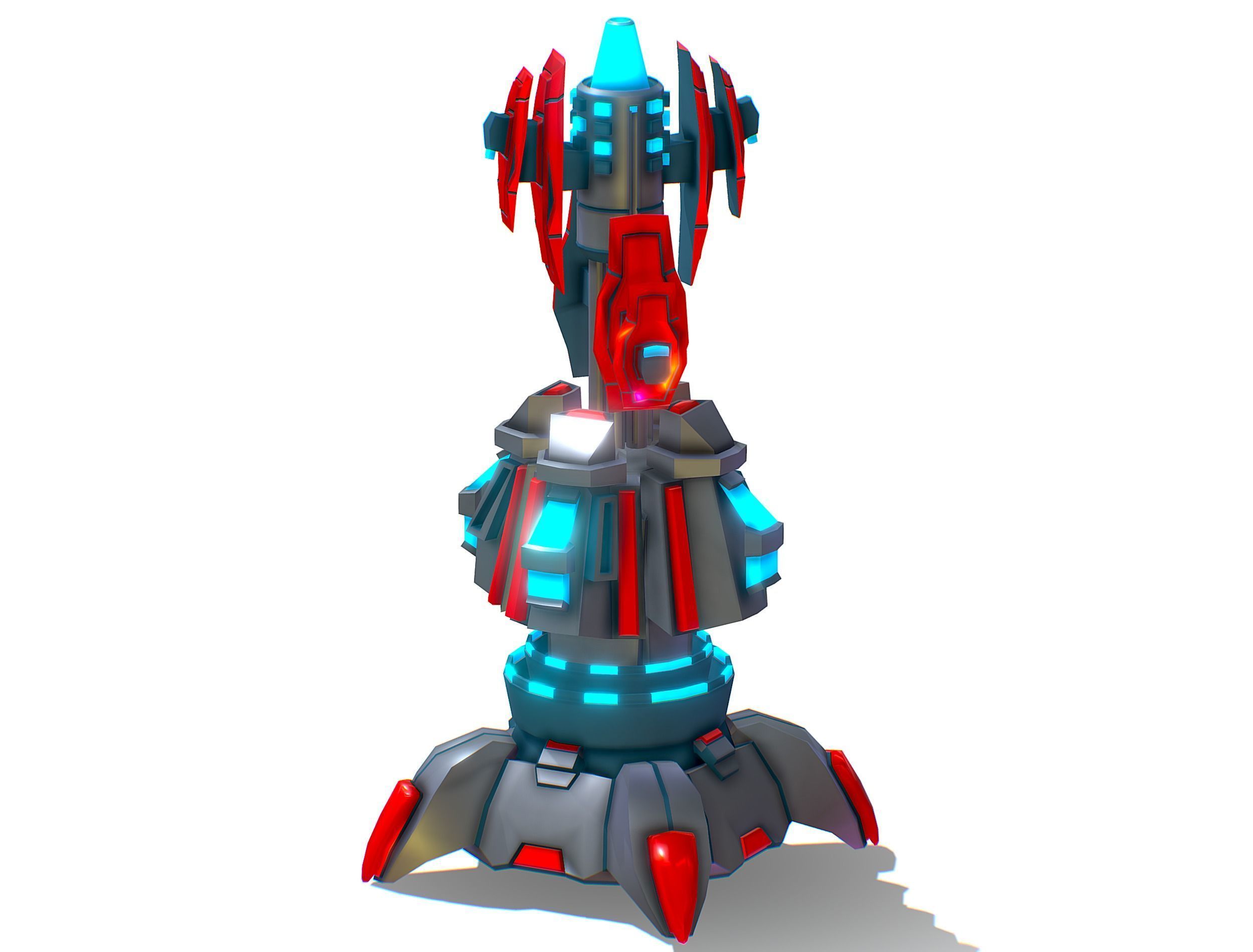 Robotic Automatic Laser Cannon Low-poly 3D model_13