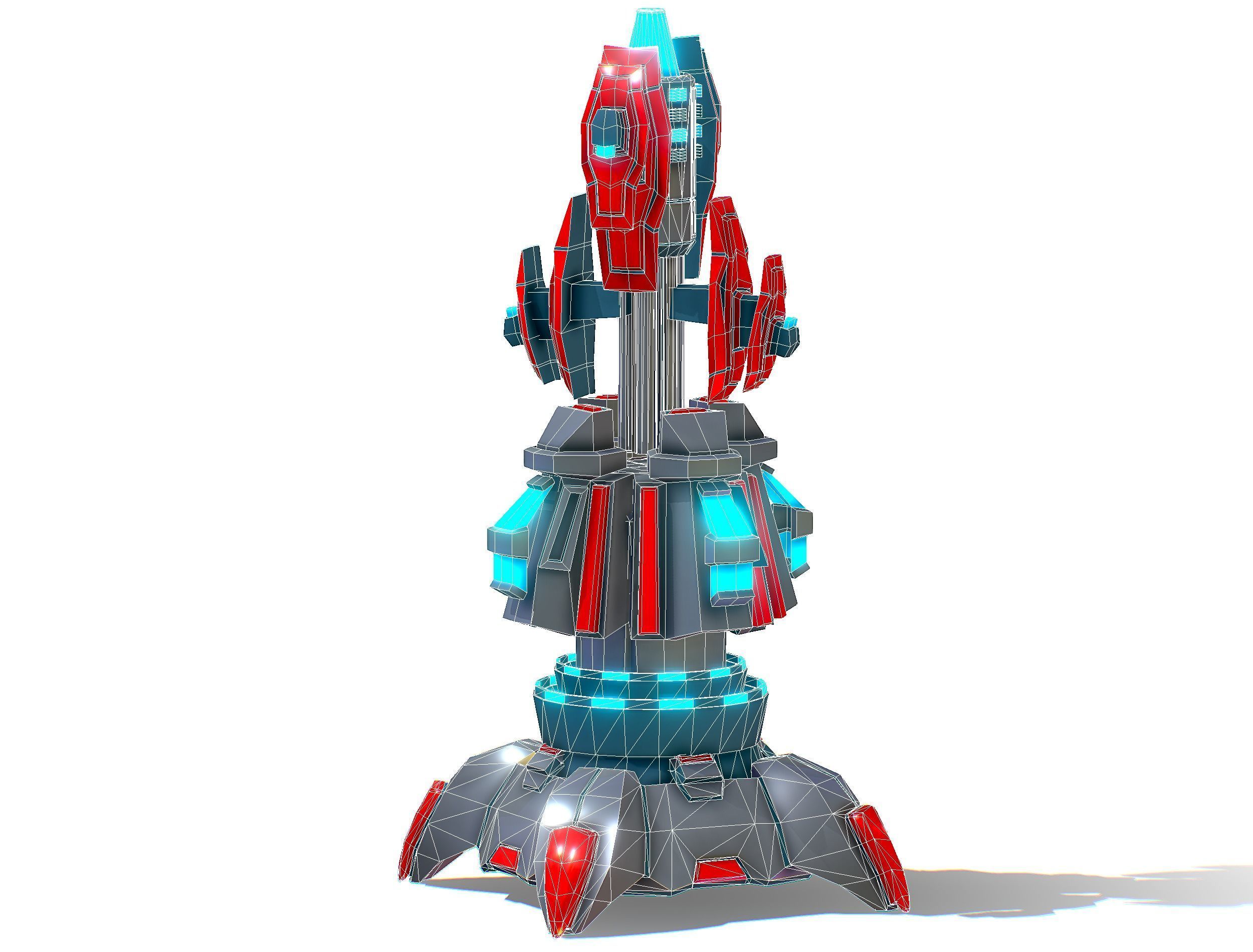 Robotic Automatic Laser Cannon Low-poly 3D model_20