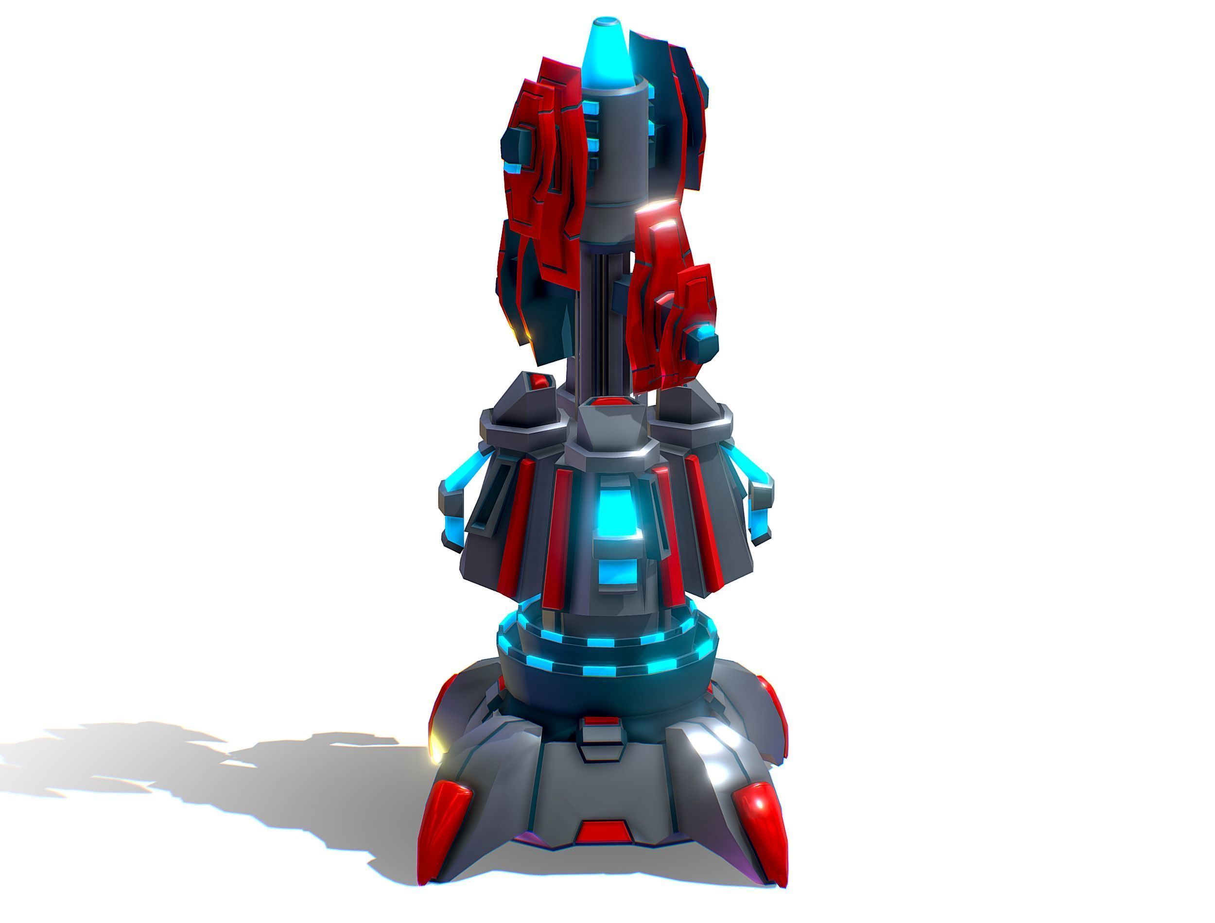 Robotic Automatic Laser Cannon Low-poly 3D model_8