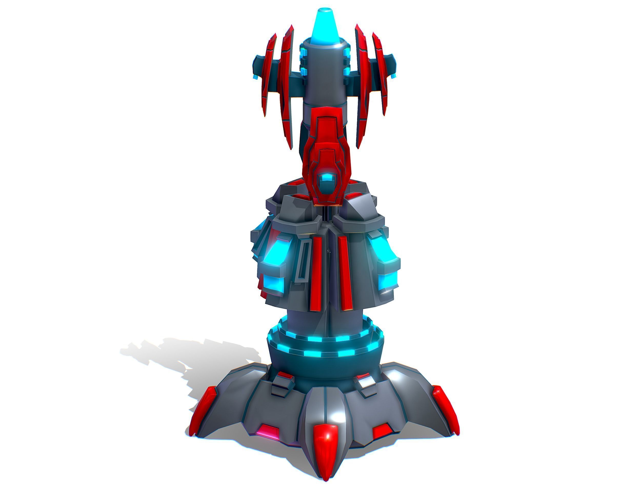 Robotic Automatic Laser Cannon Low-poly 3D model_5