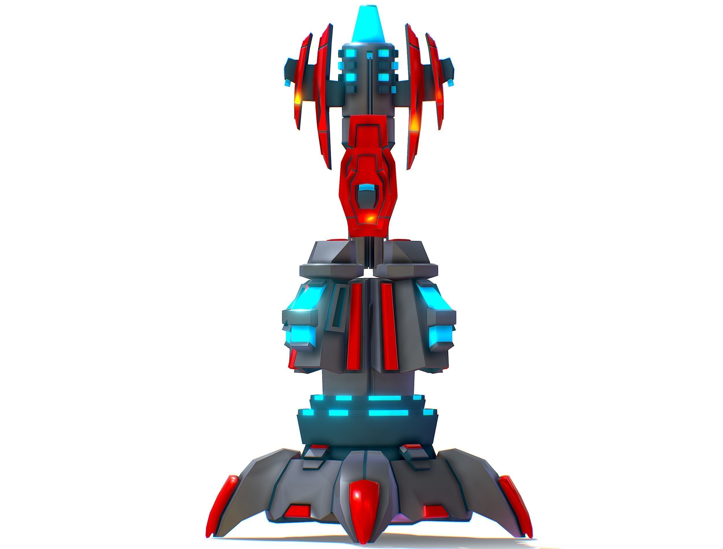 Robotic Automatic Laser Cannon Low-poly 3D model_14