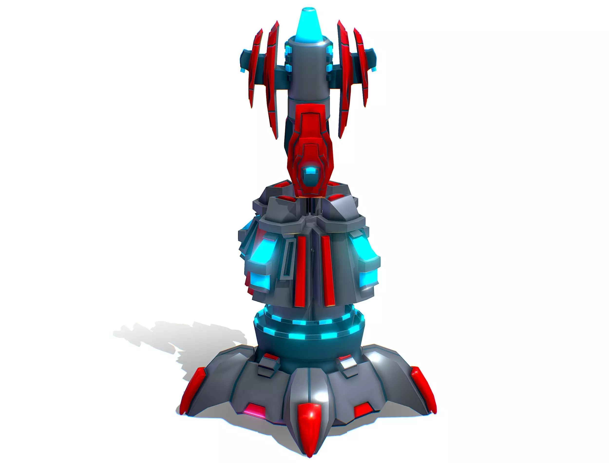 Robotic Automatic Laser Cannon Low-poly 3D model_0