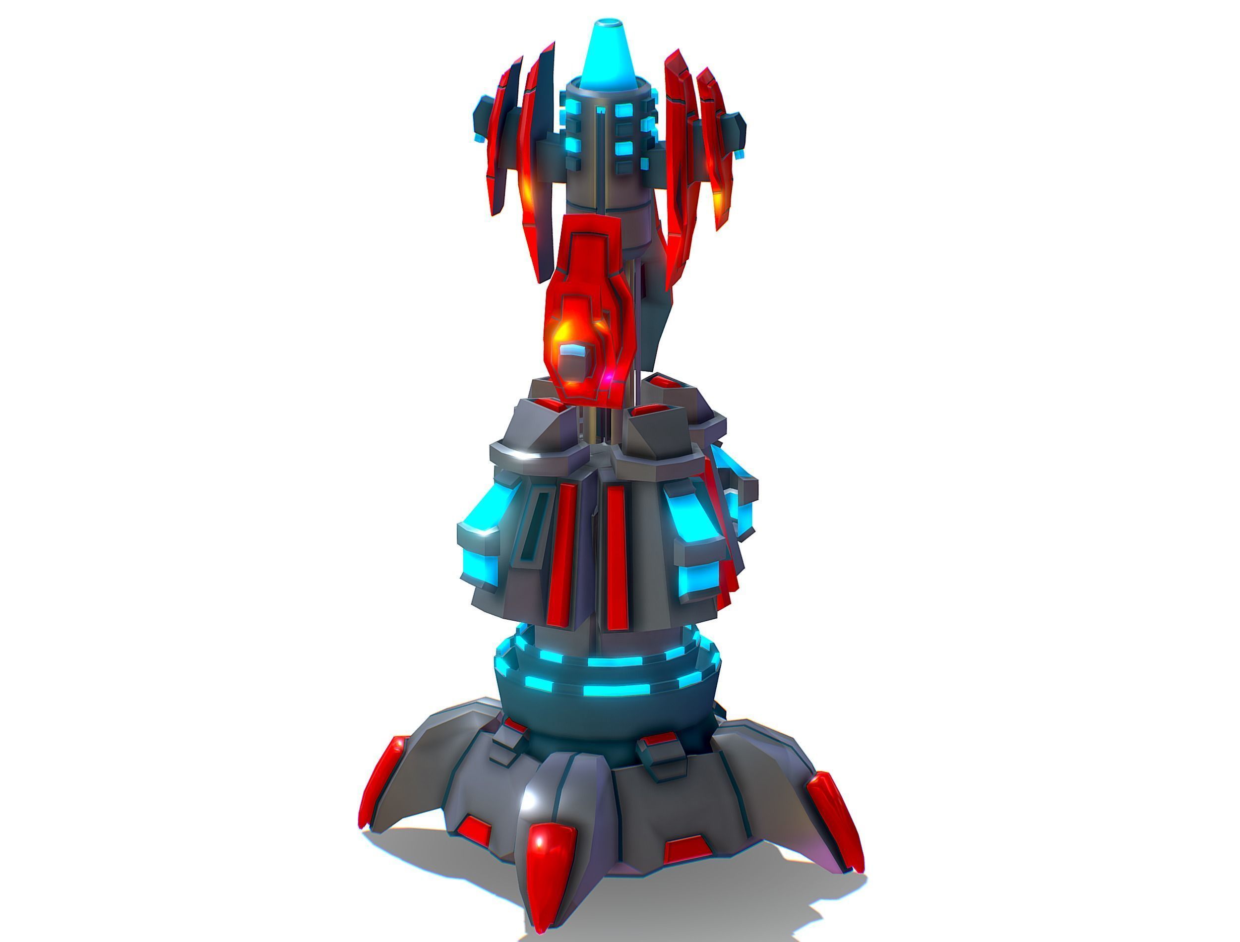 Robotic Automatic Laser Cannon Low-poly 3D model_12