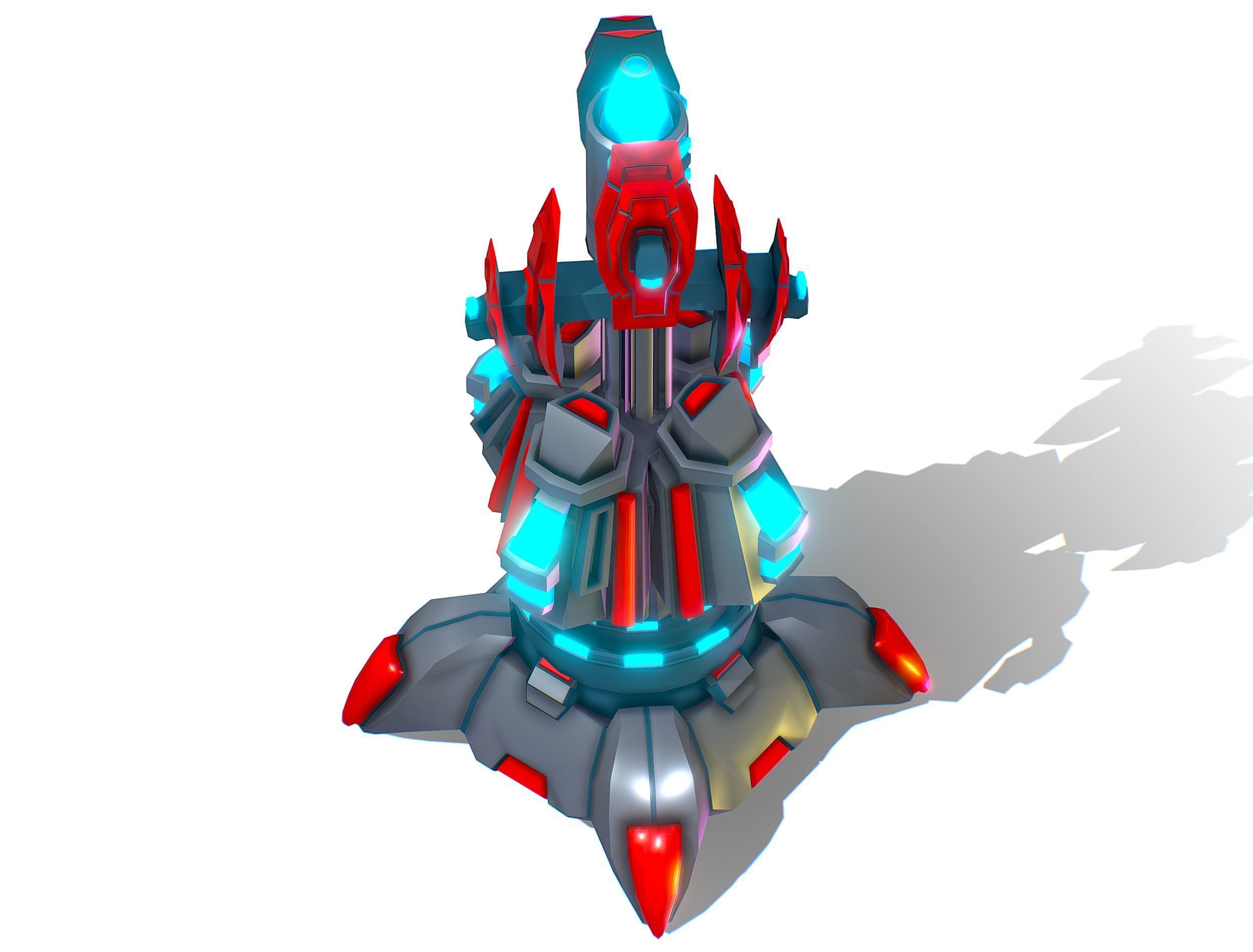 Robotic Automatic Laser Cannon Low-poly 3D model_16