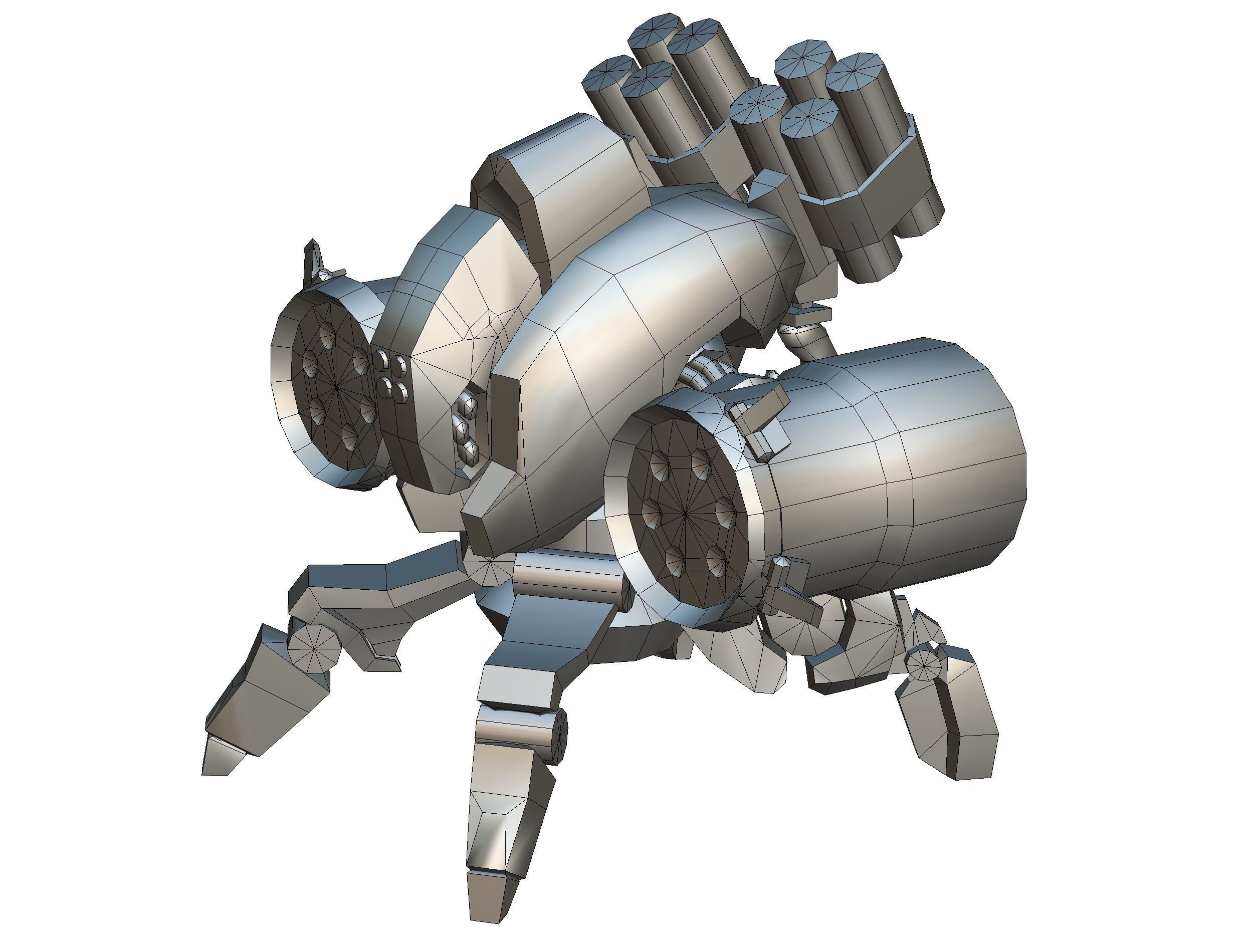 Robot Machine Gunner Gun Low-poly 3D model_14