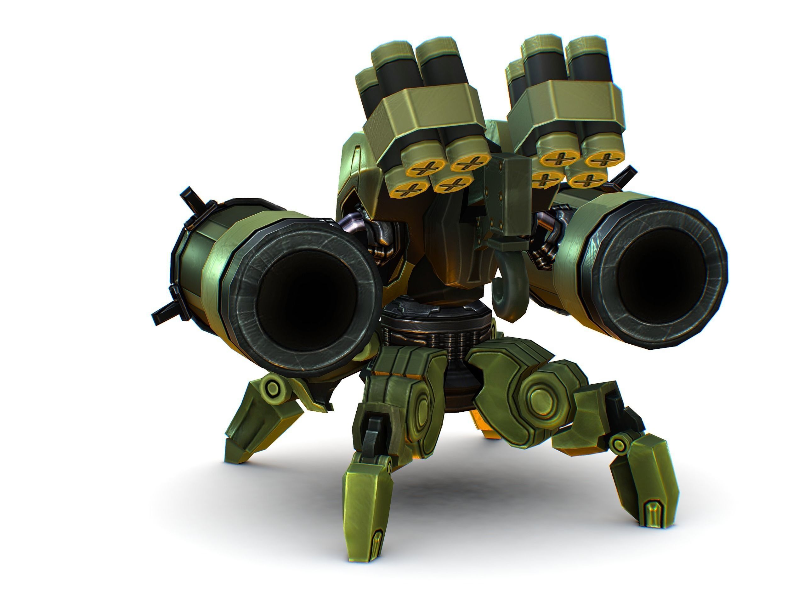 Robot Machine Gunner Gun Low-poly 3D model_4