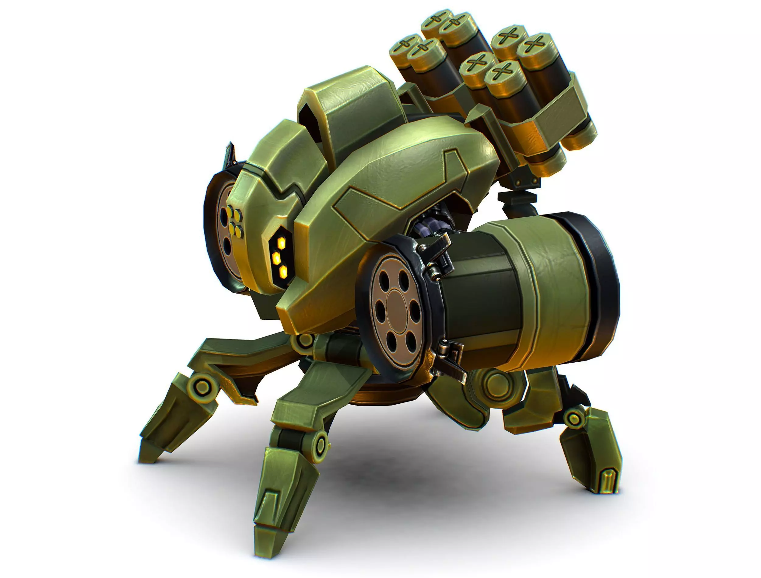 Robot Machine Gunner Gun Low-poly 3D model_0