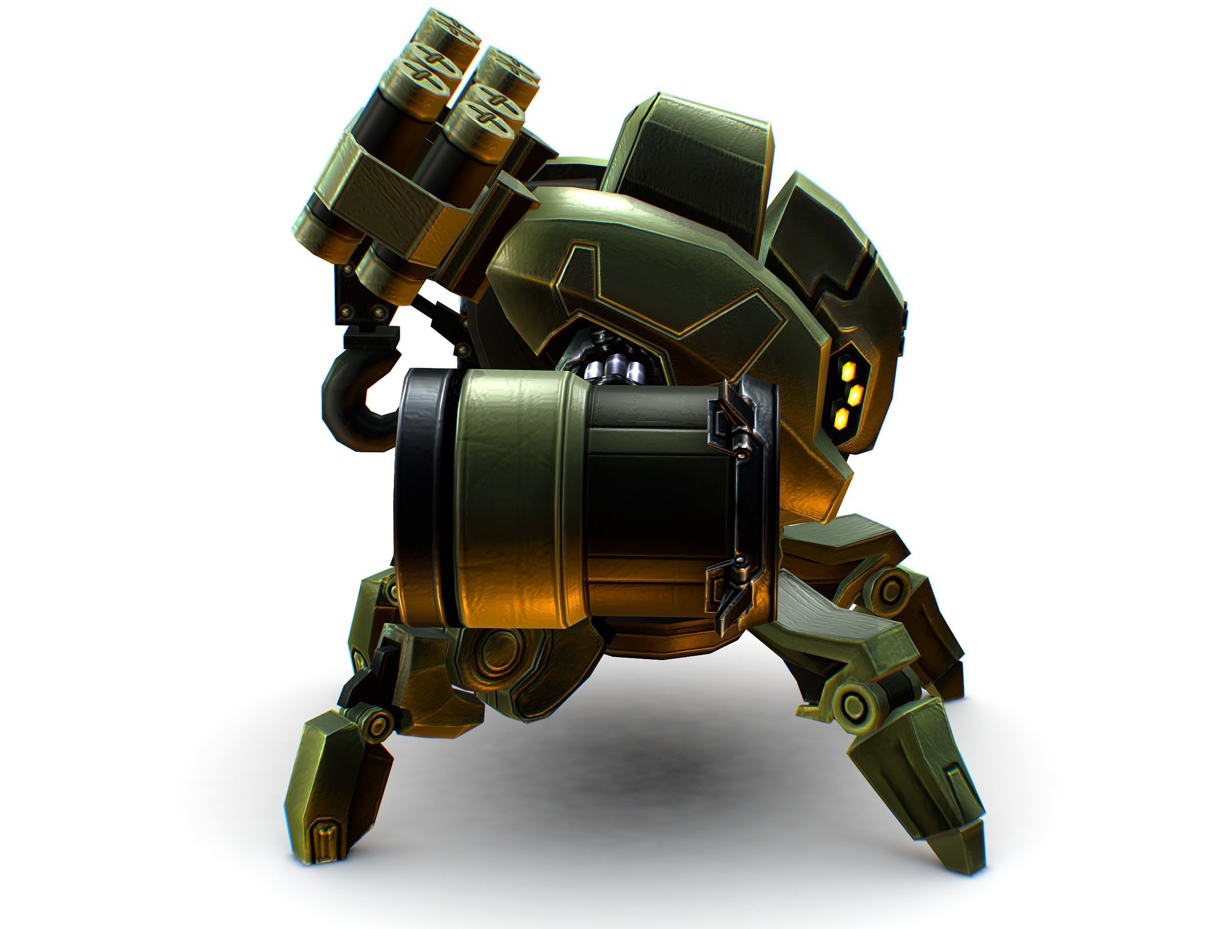 Robot Machine Gunner Gun Low-poly 3D model_7