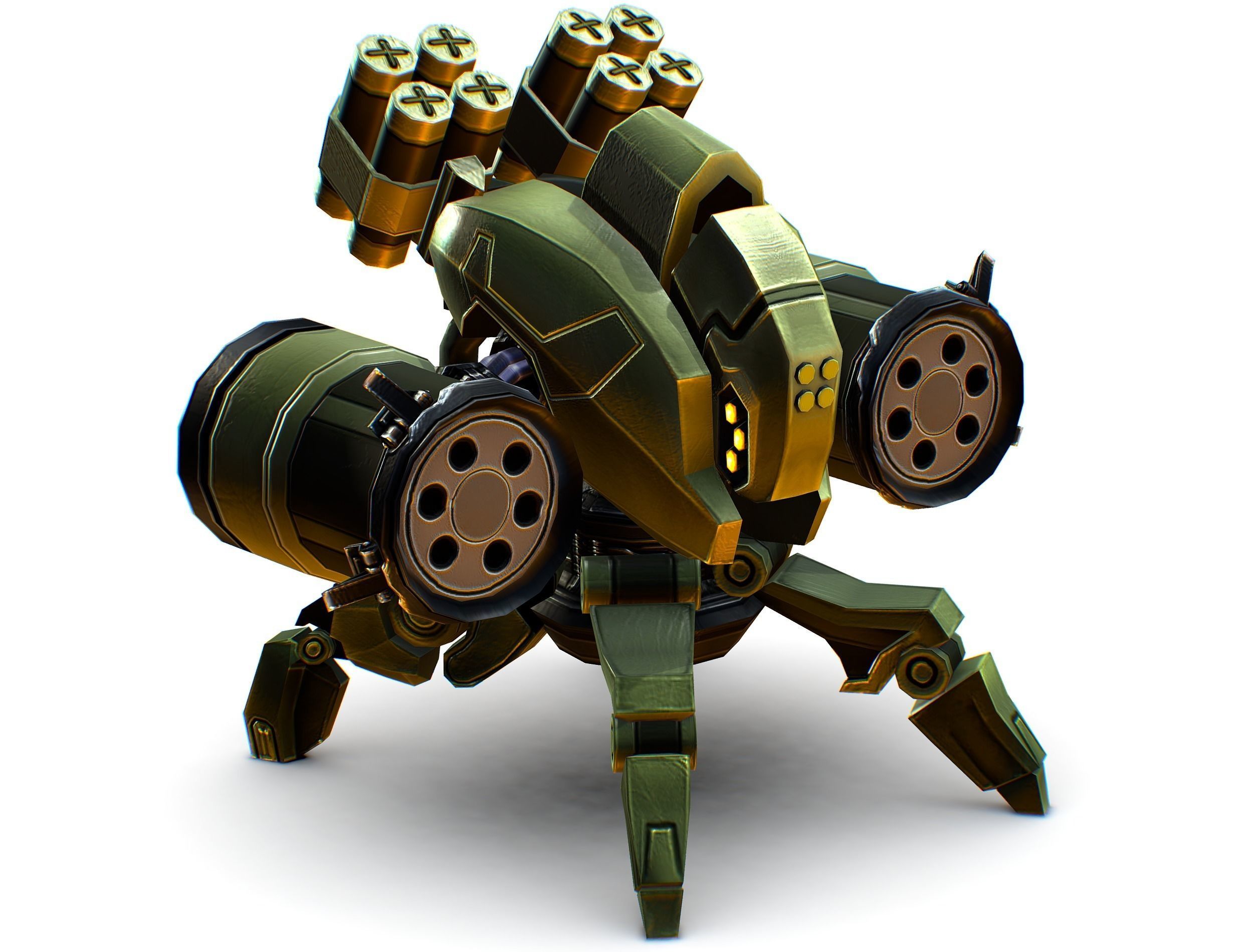 Robot Machine Gunner Gun Low-poly 3D model_8