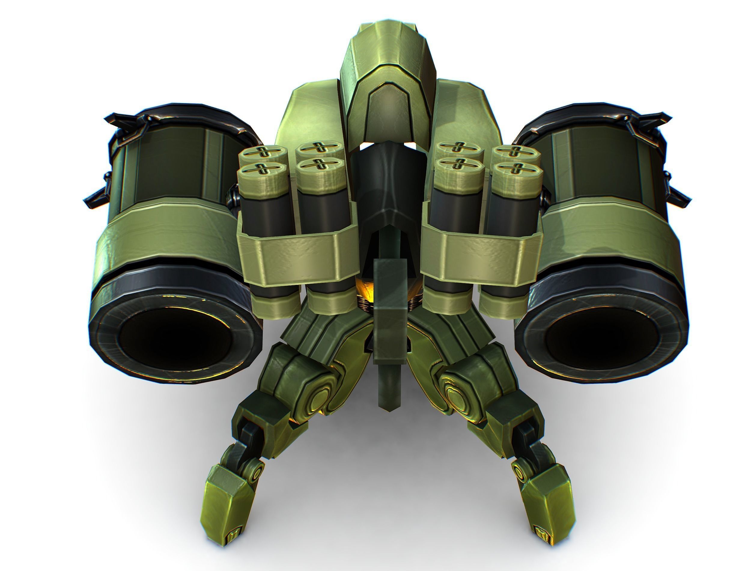 Robot Machine Gunner Gun Low-poly 3D model_12