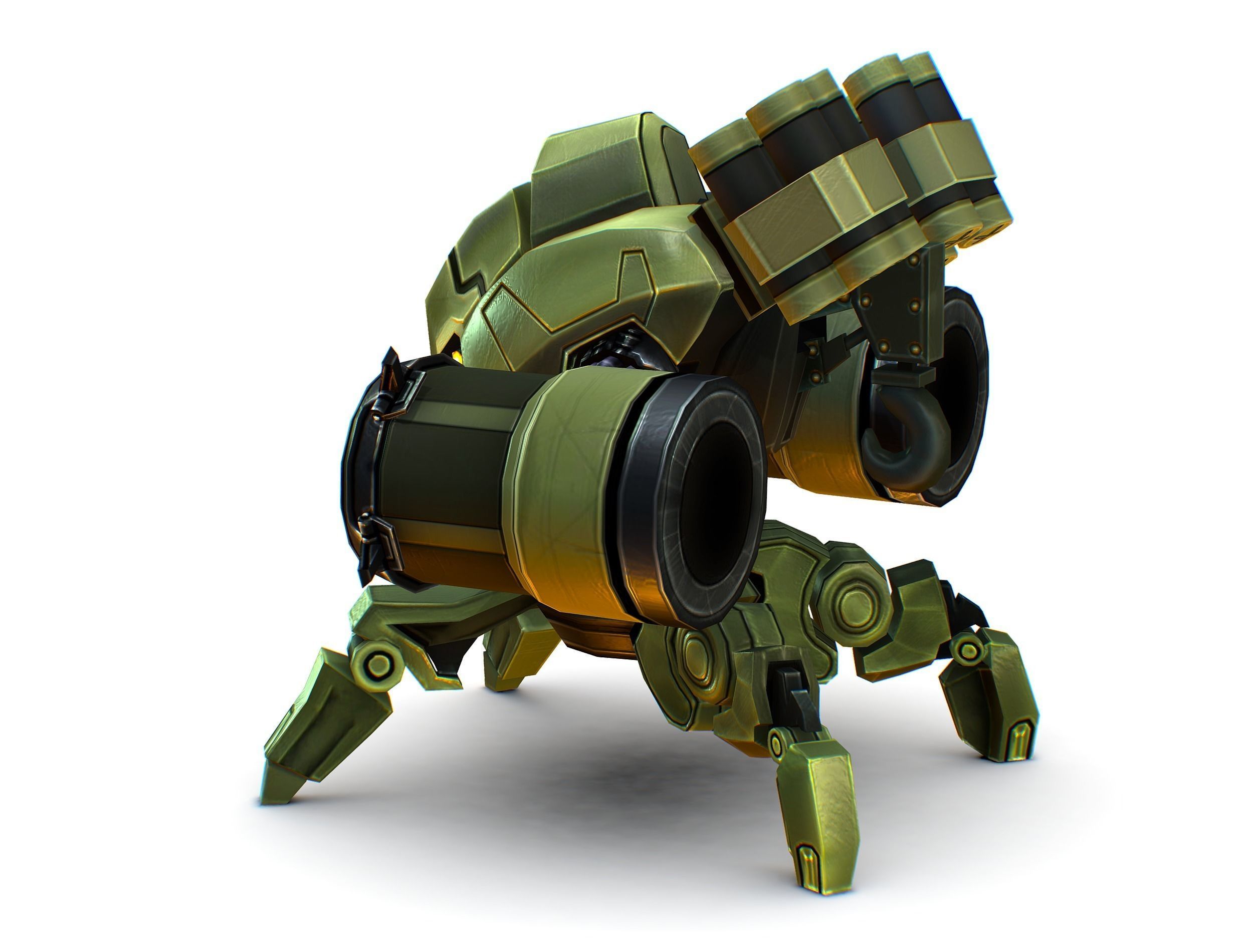 Robot Machine Gunner Gun Low-poly 3D model_3