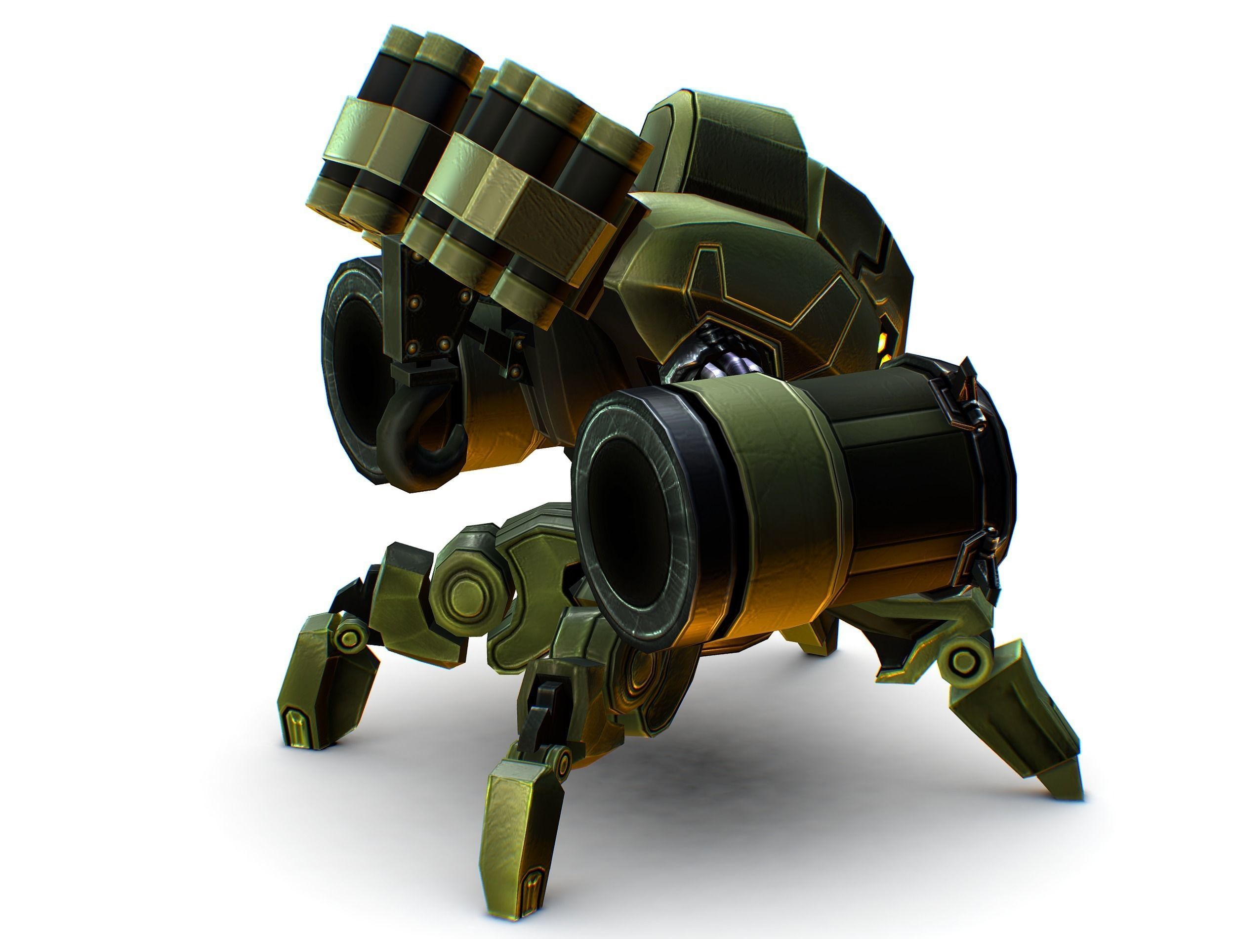 Robot Machine Gunner Gun Low-poly 3D model_6