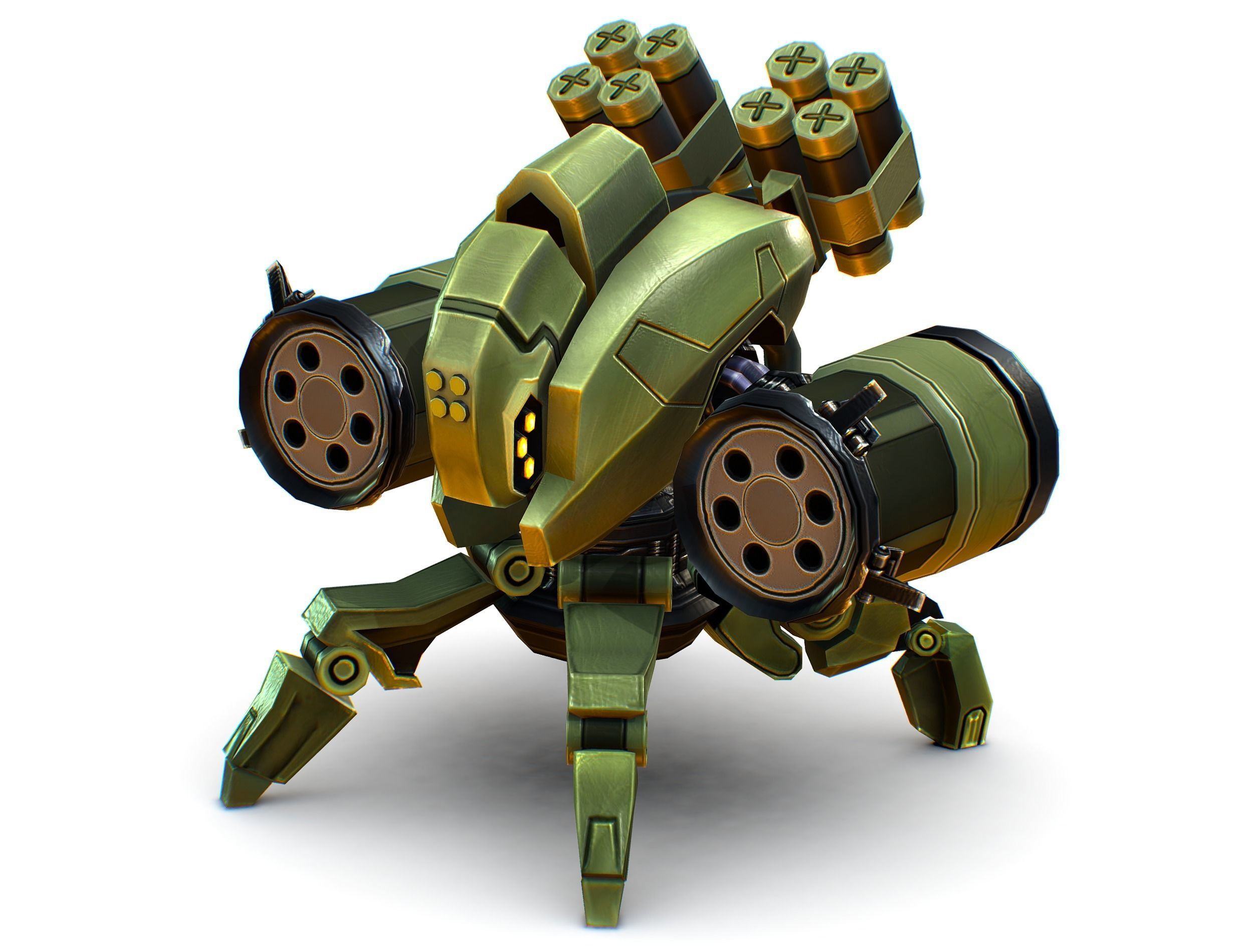 Robot Machine Gunner Gun Low-poly 3D model_2