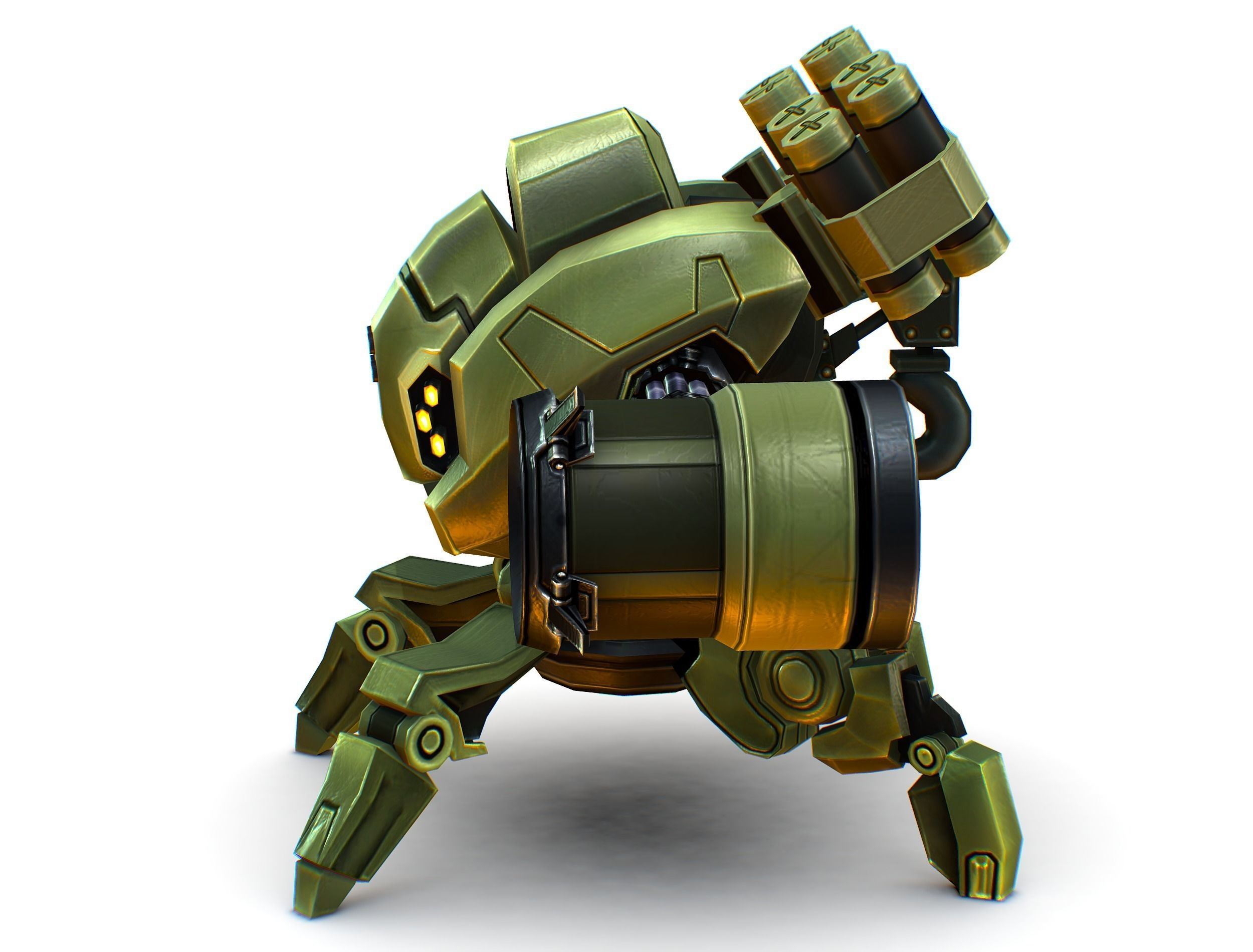 Robot Machine Gunner Gun Low-poly 3D model_1