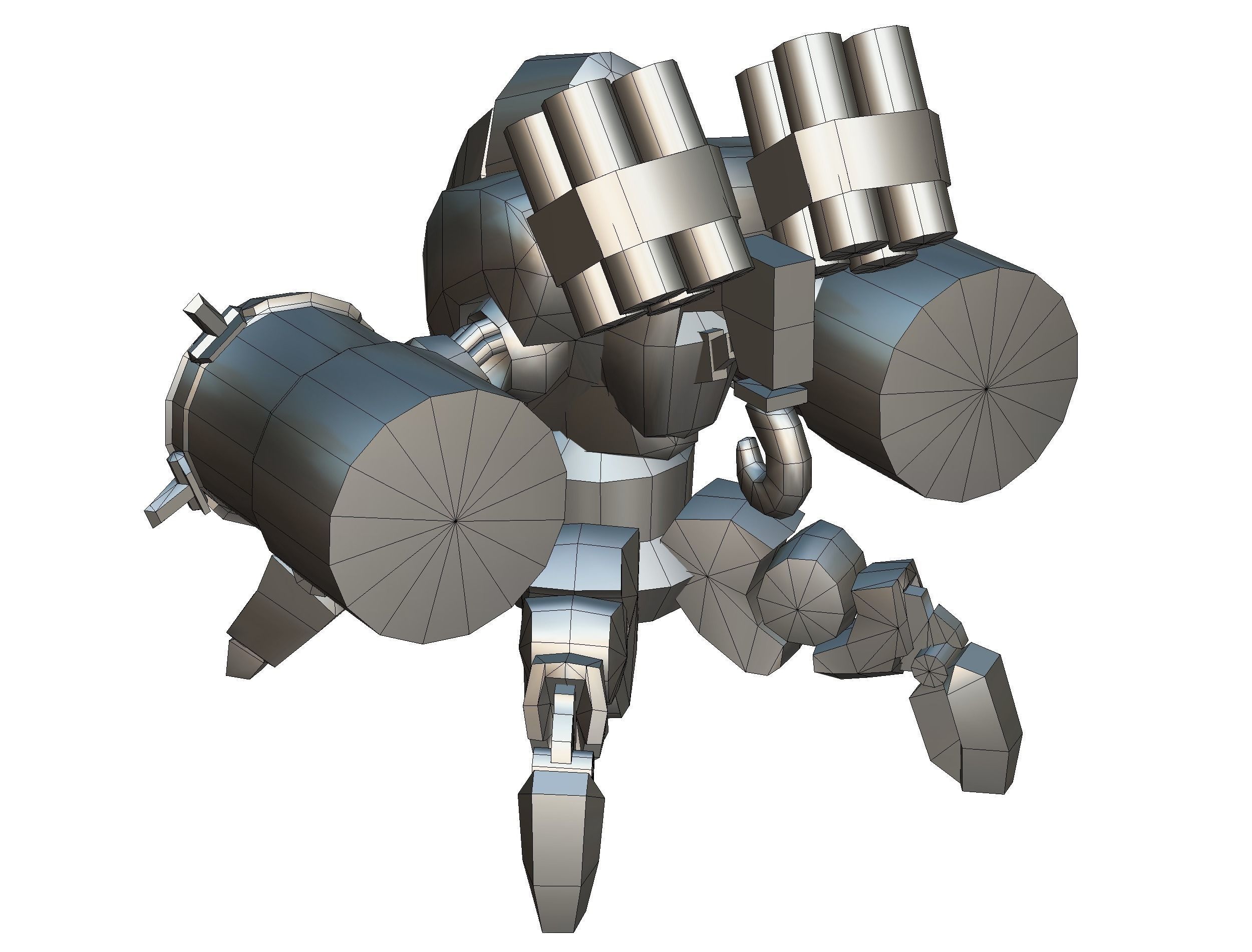 Robot Machine Gunner Gun Low-poly 3D model_16