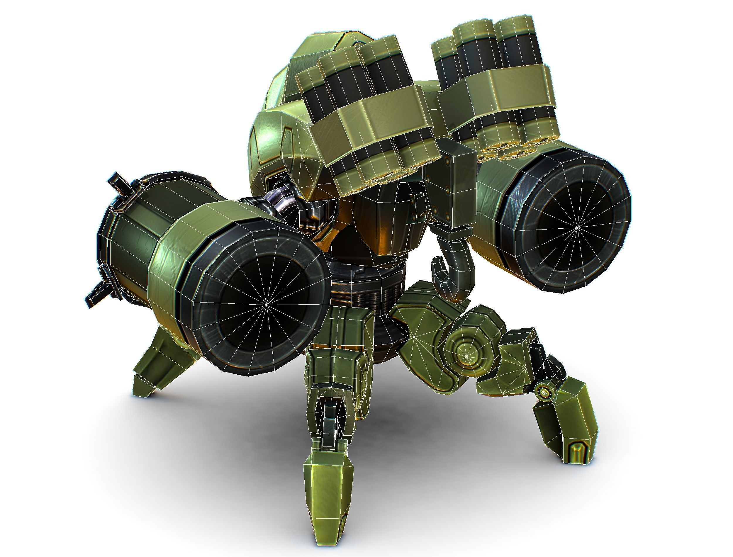 Robot Machine Gunner Gun Low-poly 3D model_15