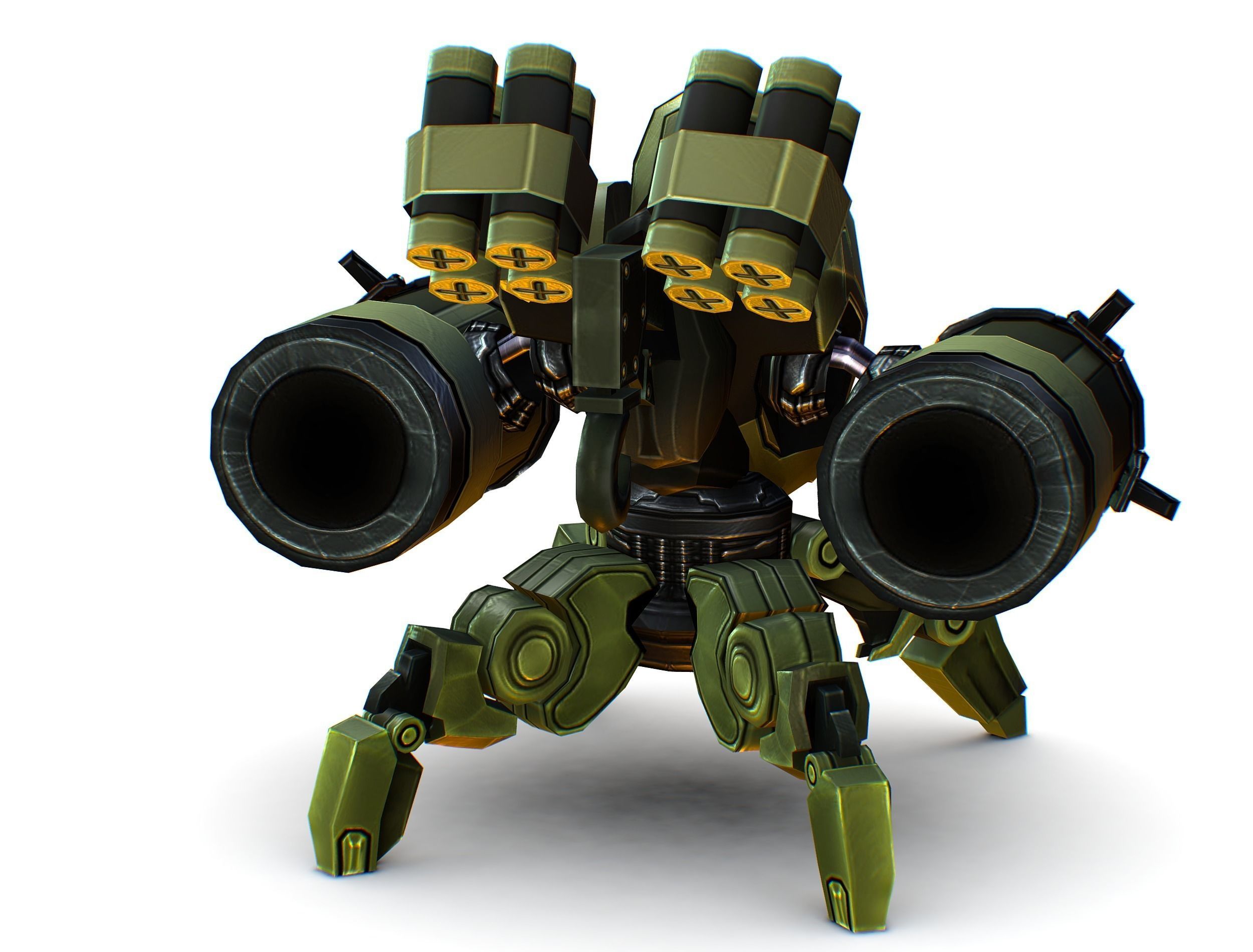 Robot Machine Gunner Gun Low-poly 3D model_5