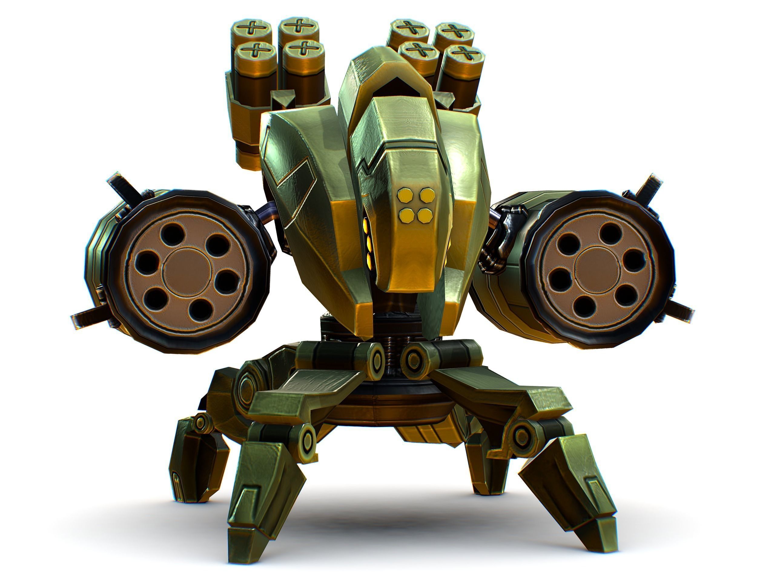 Robot Machine Gunner Gun Low-poly 3D model_9