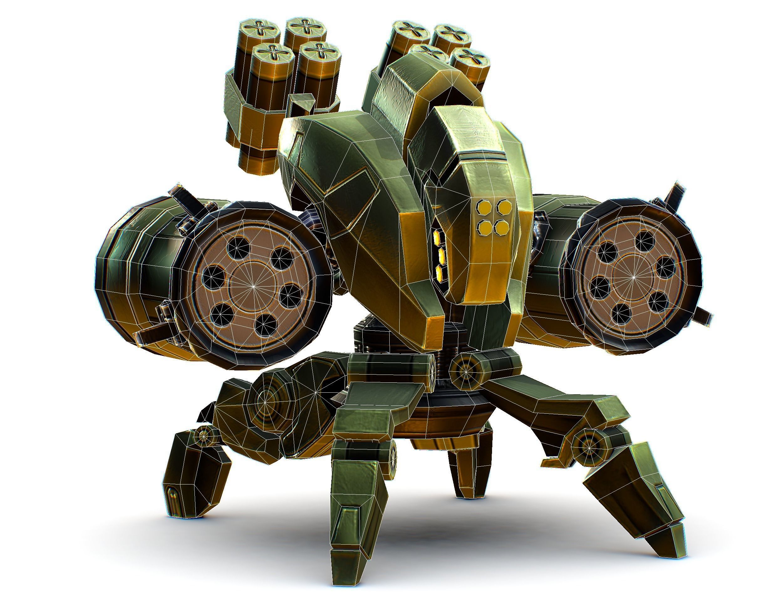 Robot Machine Gunner Gun Low-poly 3D model_17