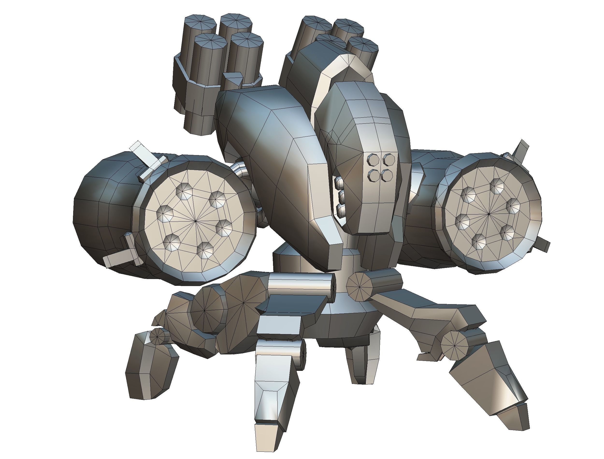 Robot Machine Gunner Gun Low-poly 3D model_18