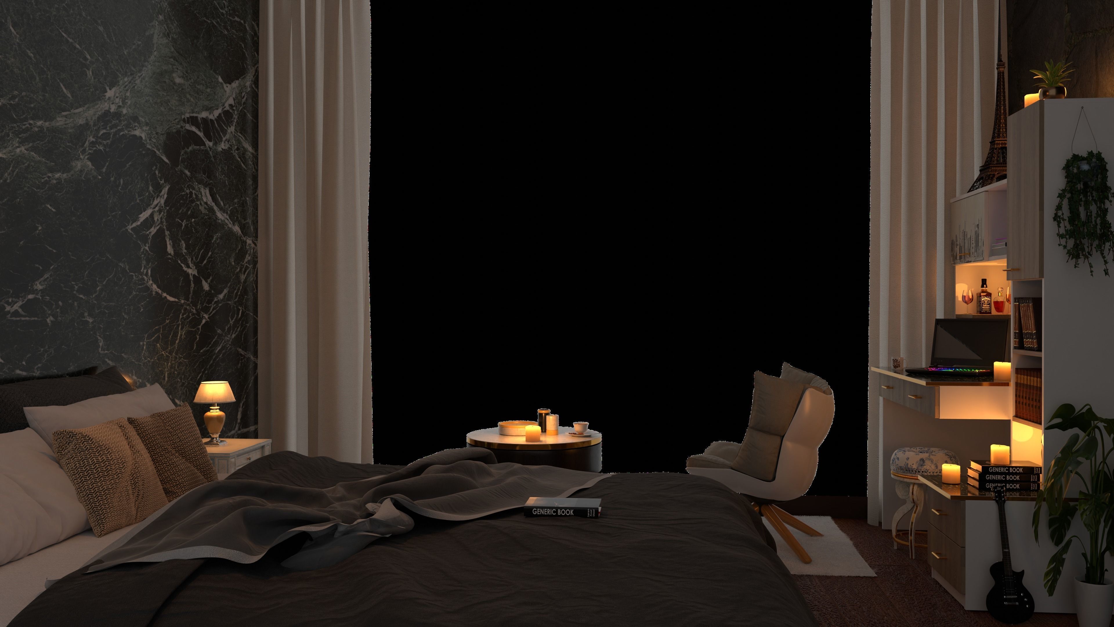 Hotel Room 3D model Low-poly 3D model_4