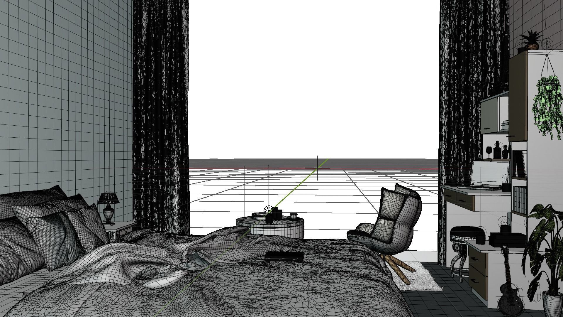 Hotel Room 3D model Low-poly 3D model_3