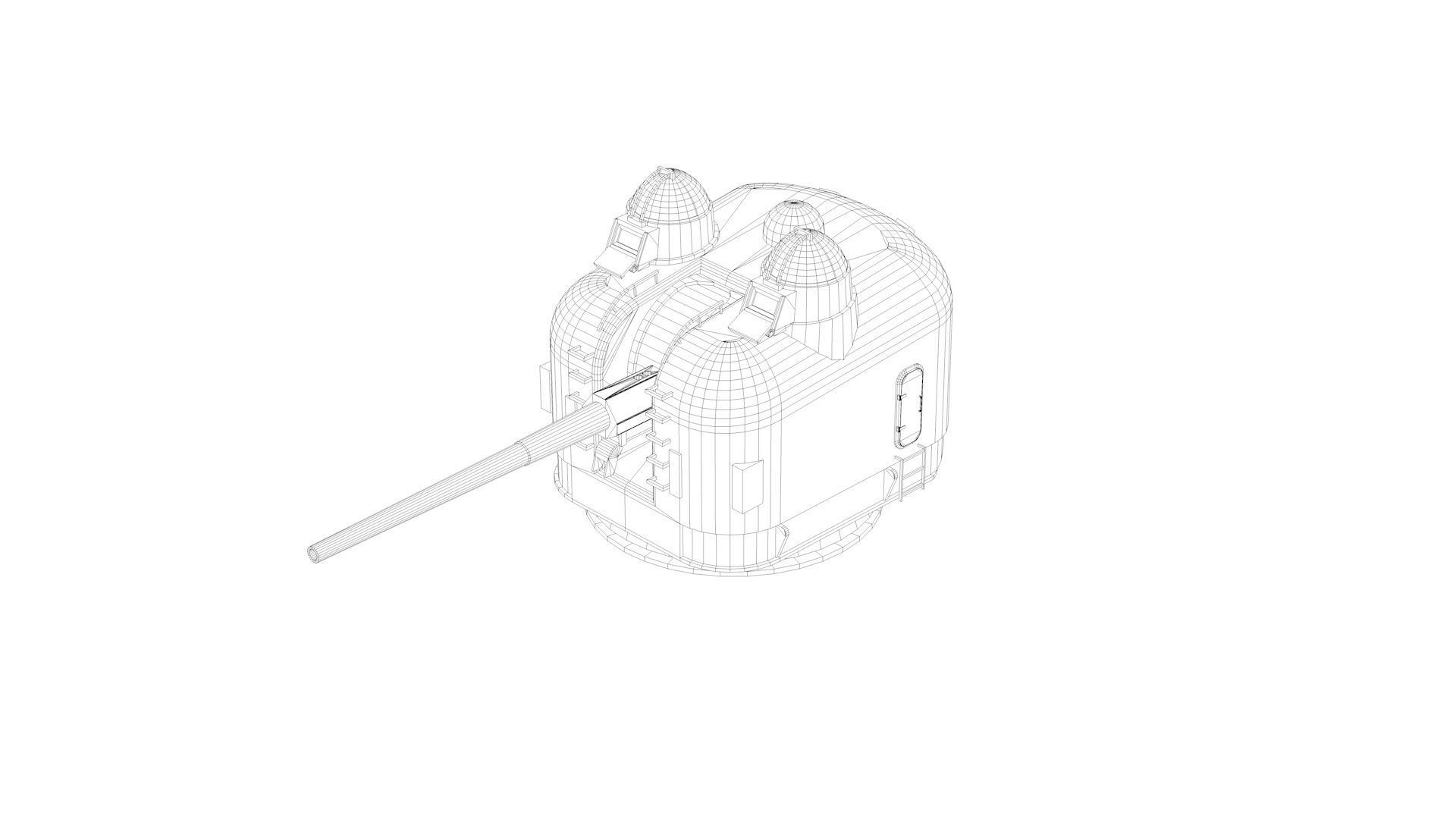 5 inch - 127mm 54 Single Naval Gun Mk42 3D model_8