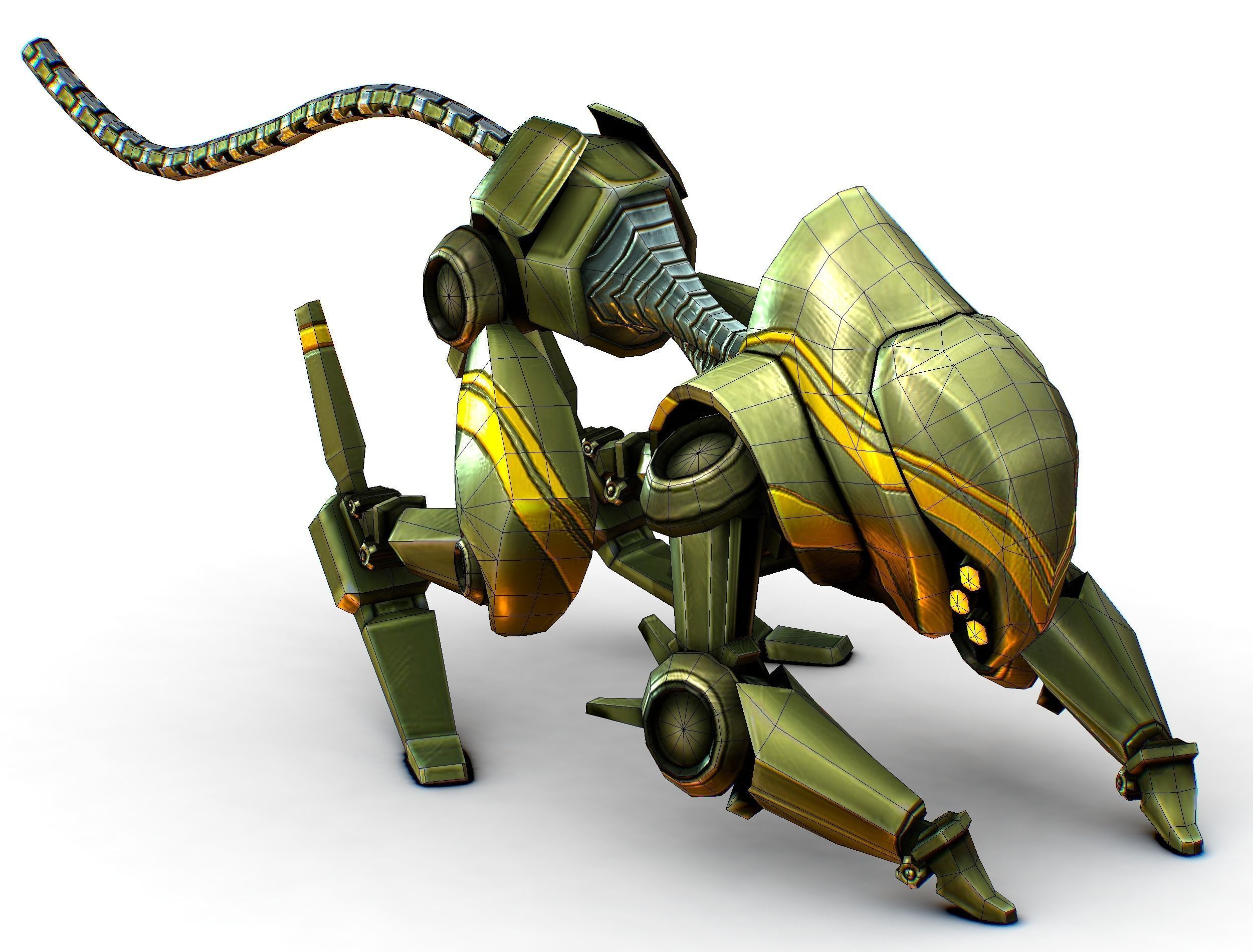 Military Robot Drone Cat Animal Low-poly 3D model_13